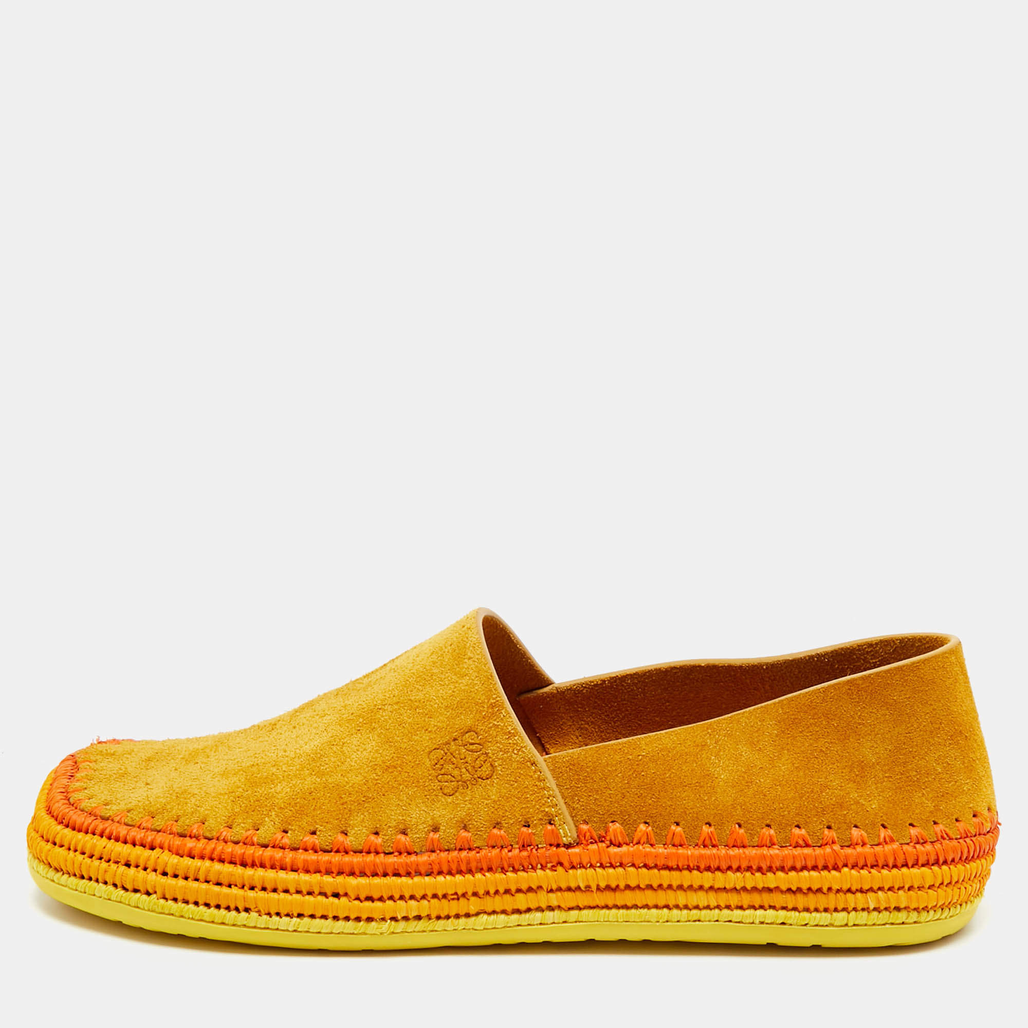 مملوكة مسبقًا Loewe Paula's Ibiza Shigra Size 42 Orange Raffia and Suede Slippers