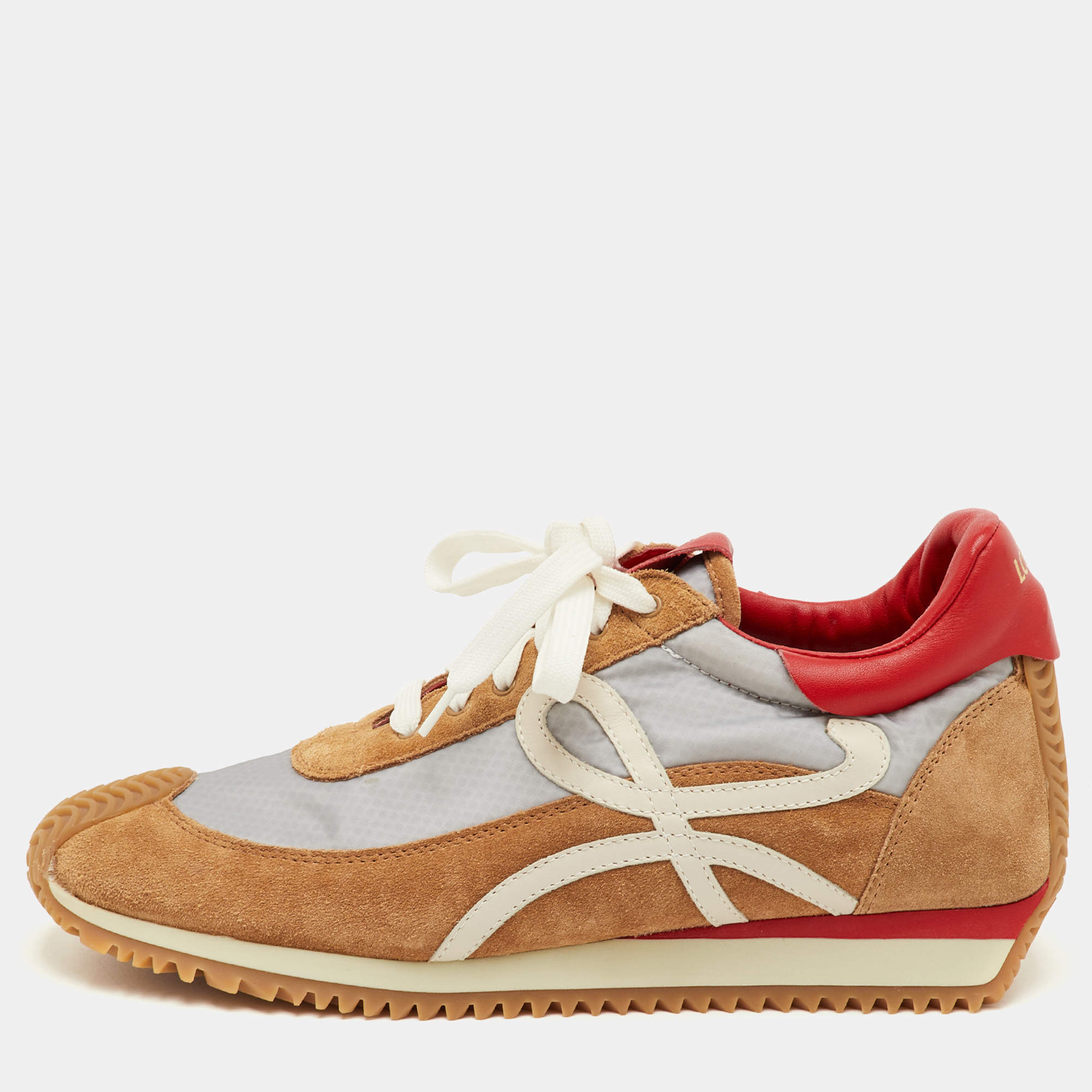 Pre Owned Loewe Flow Runner Size 42 Multicolor Leather, Nylon and Suede Low Top Sneakers