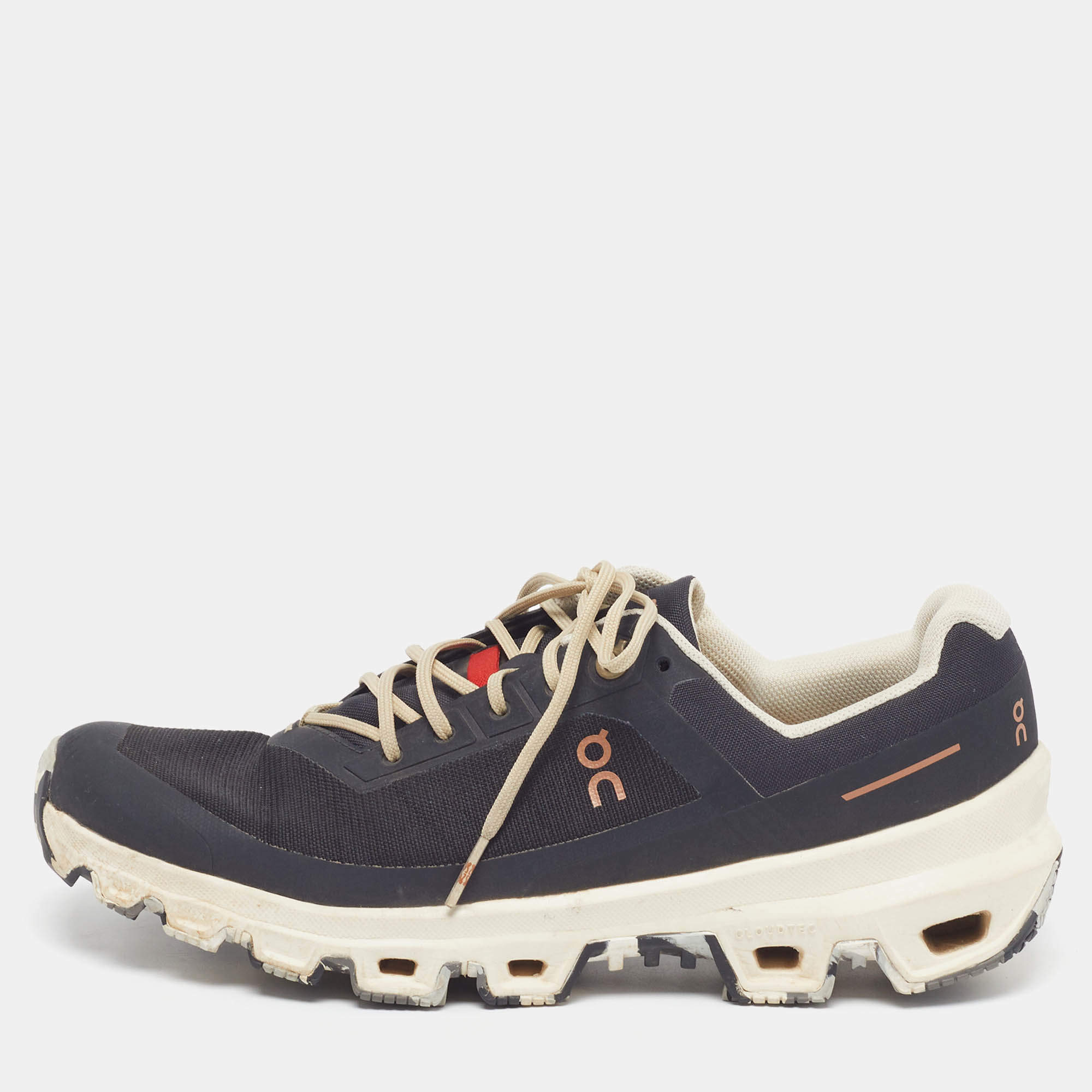 Pre Owned Loewe On Cloudventure Size 40.5 Black Canvas Running Low Top Sneakers