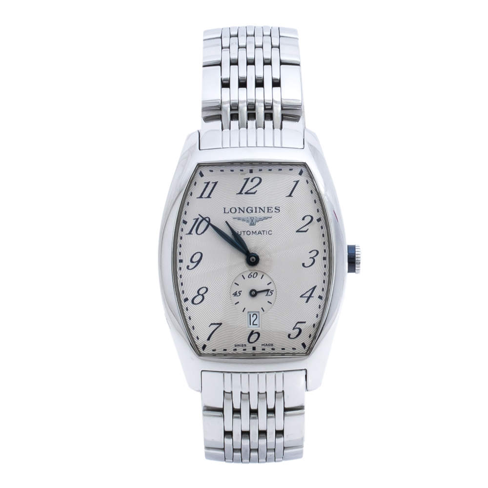 Pre Owned Longines Opaline White Stainless Steel Evidenza L2.642.4 Men's Wristwatch 33 mm