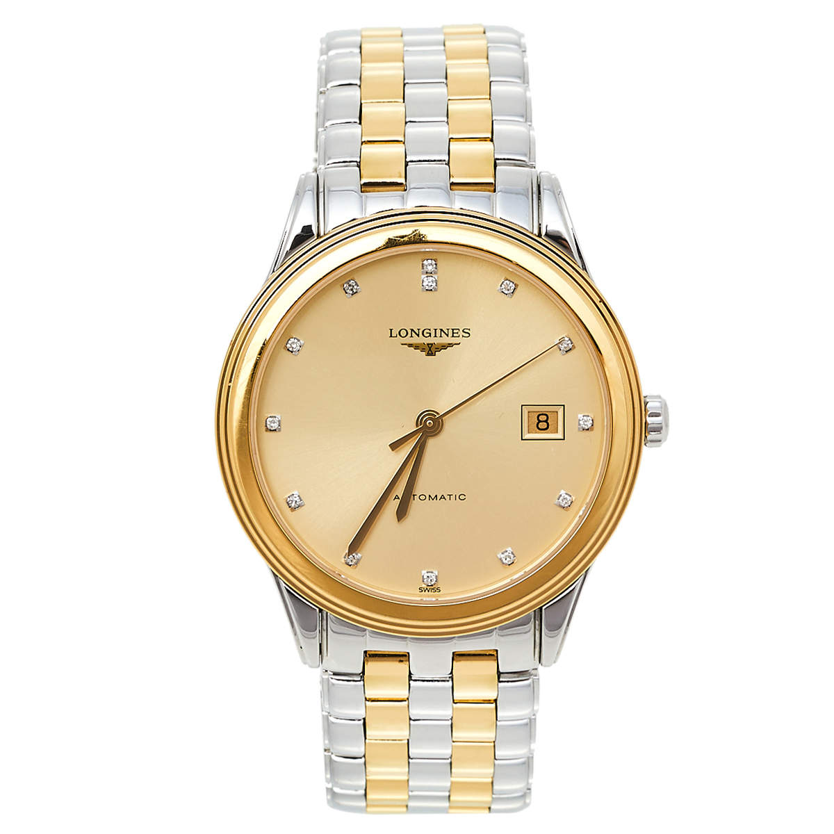 Pre Owned Longines Champagne Two-Tone Stainless Steel Flagship L4.974.3.37.7 Men's Wristwatch 38.50 mm