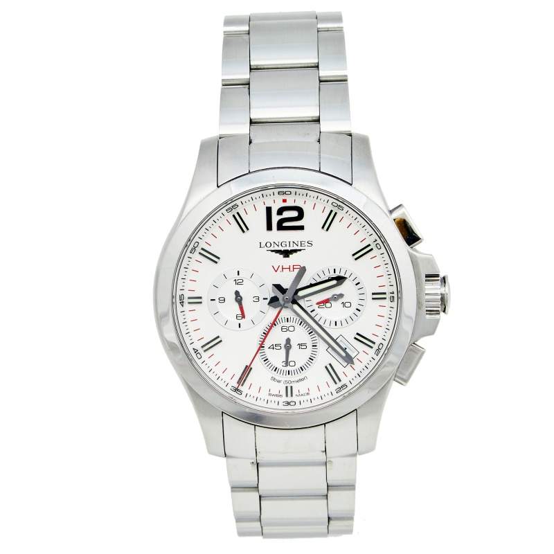 Longines White Stainless Steel Conquest V.H.P L37174766 Men s