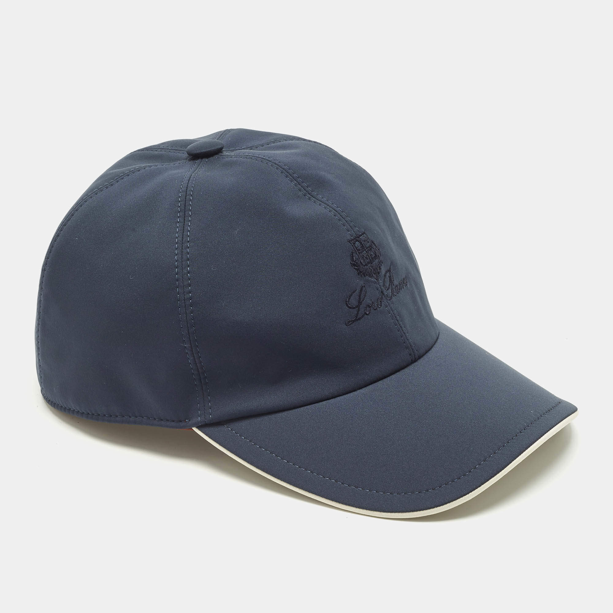 Pre Owned Loro Piana Navy Blue Logo Embroidered Nylon Baseball Cap M