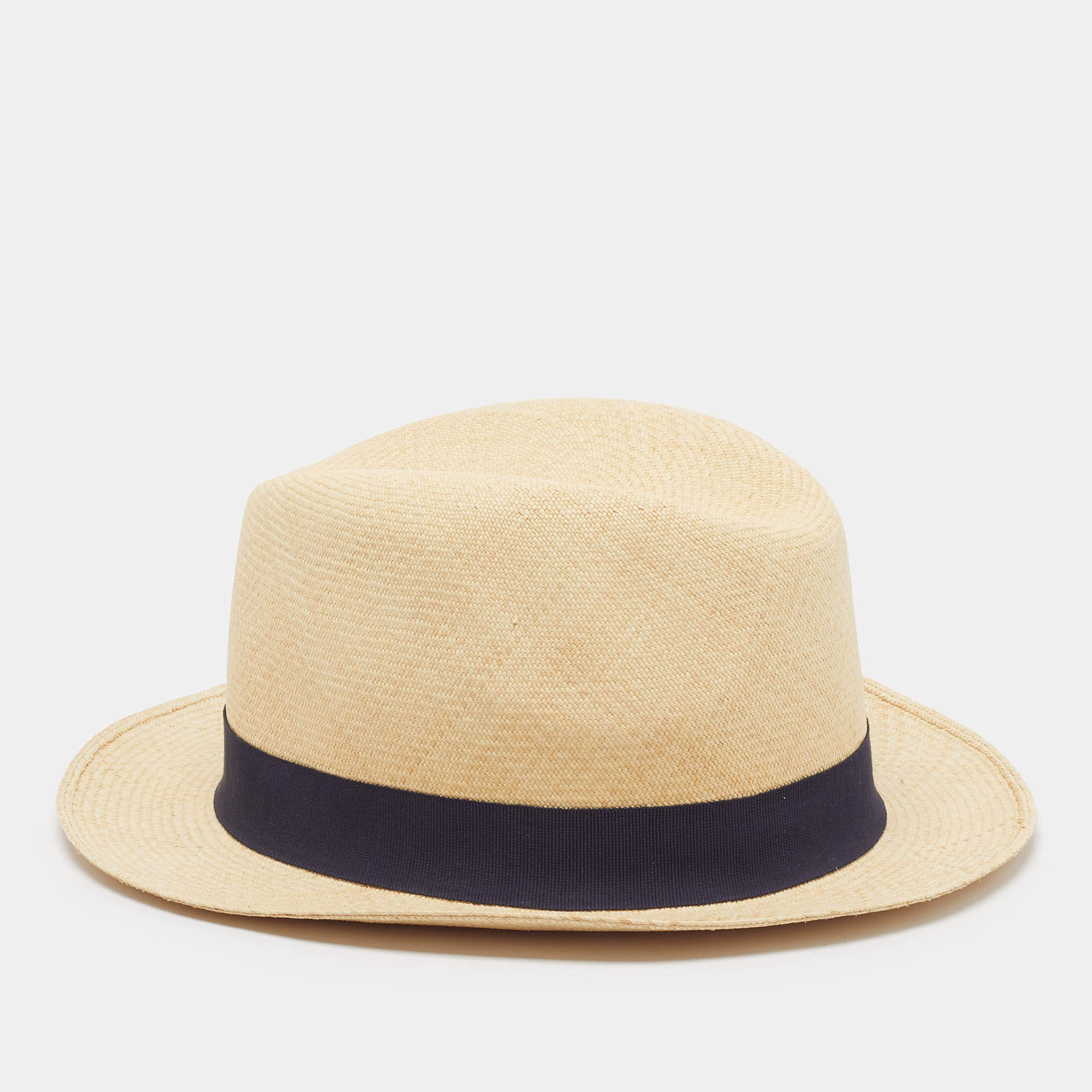 Pre Owned Loro Piana Beige Paglia Straw Santa Cruz Panama Hat M