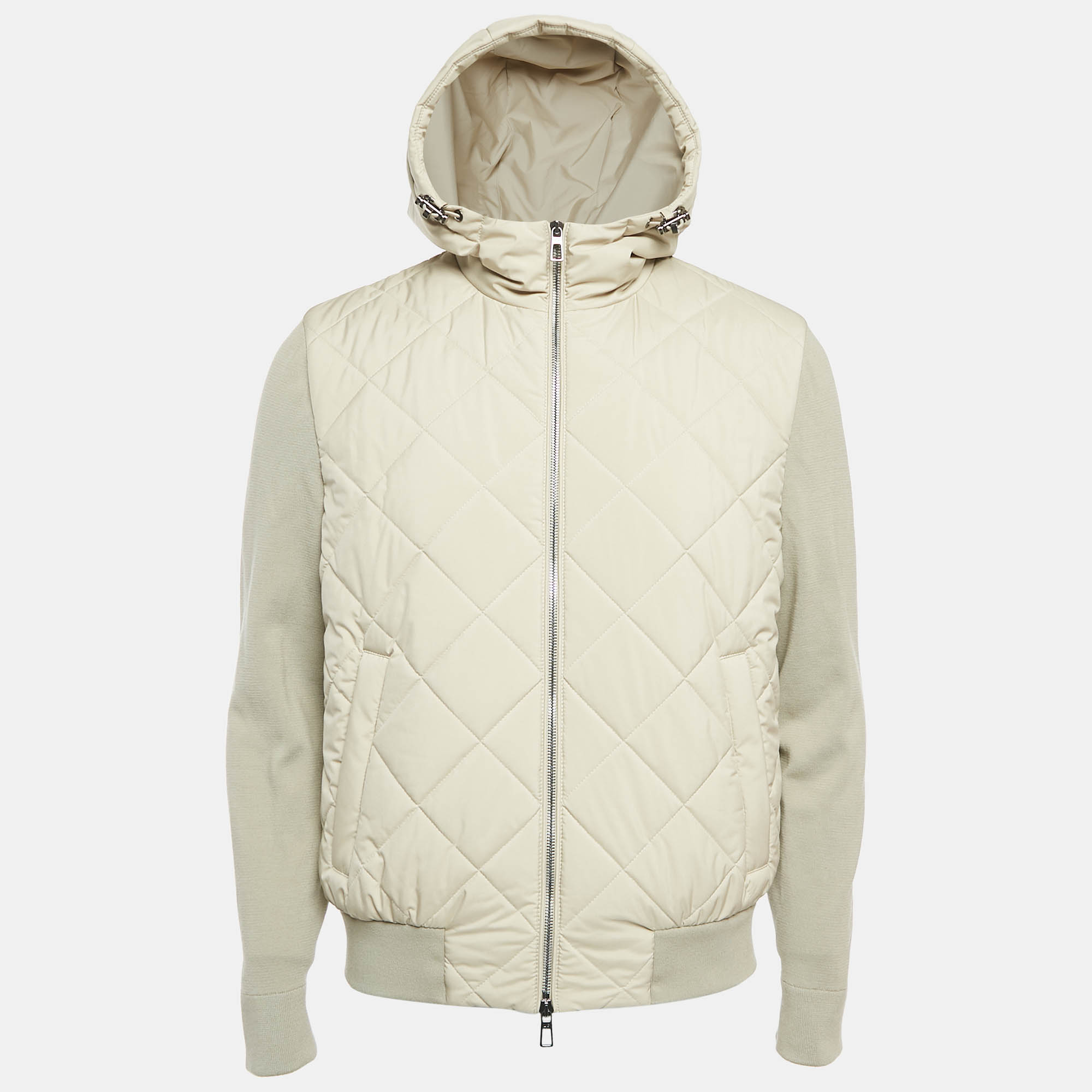 Pre Owned Loro Piana Beige Synthetic and Wool Ampay Windwish Bomber Jacket S
