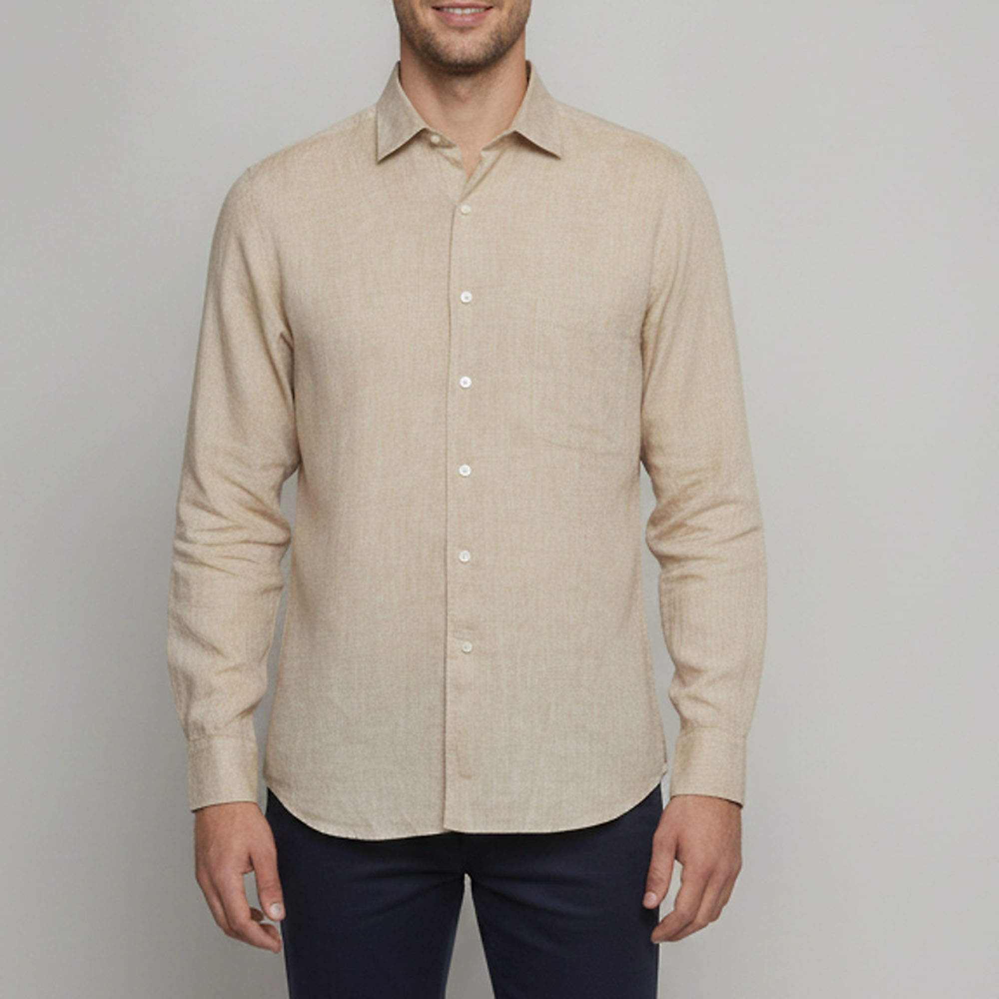 Pre Owned Loro Piana Beige Linen Button-Up Andre Shirt L