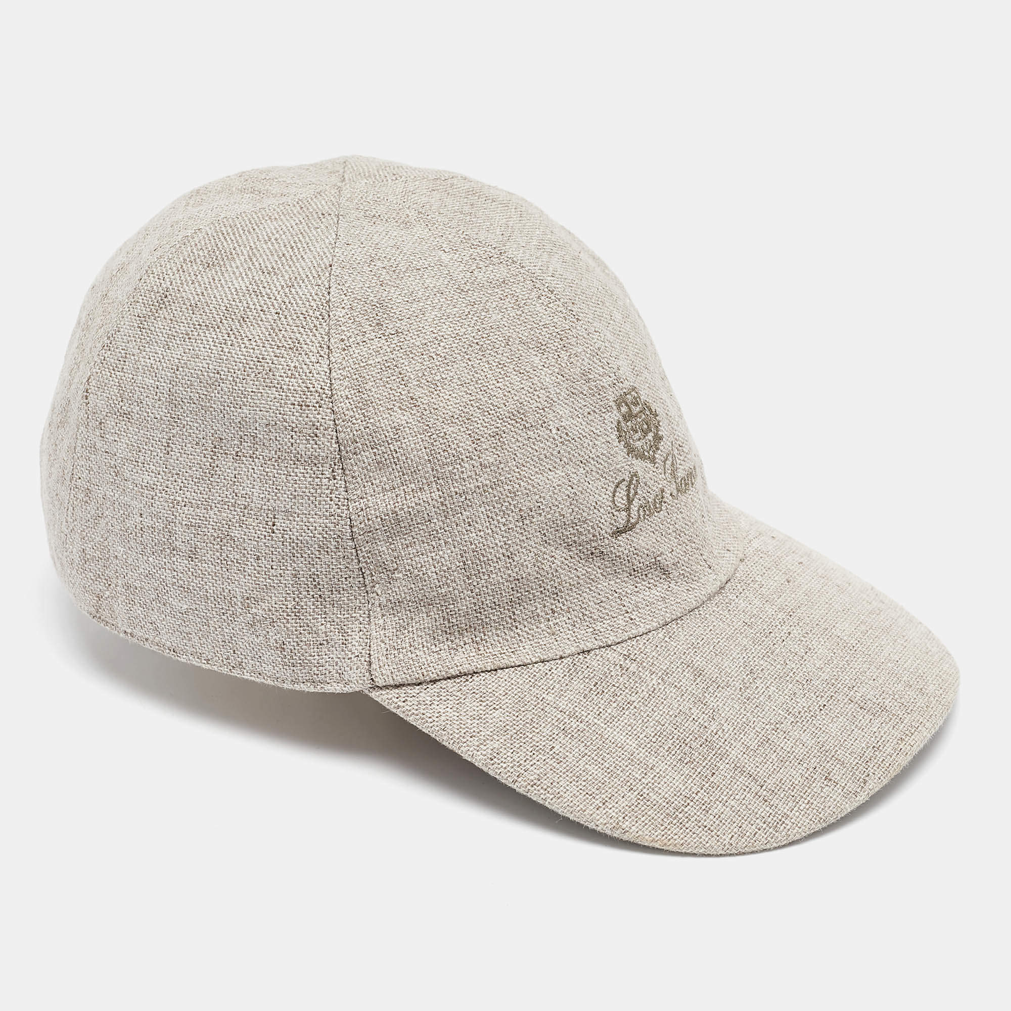 Loro Piana Grey Linen Baseball Cap L