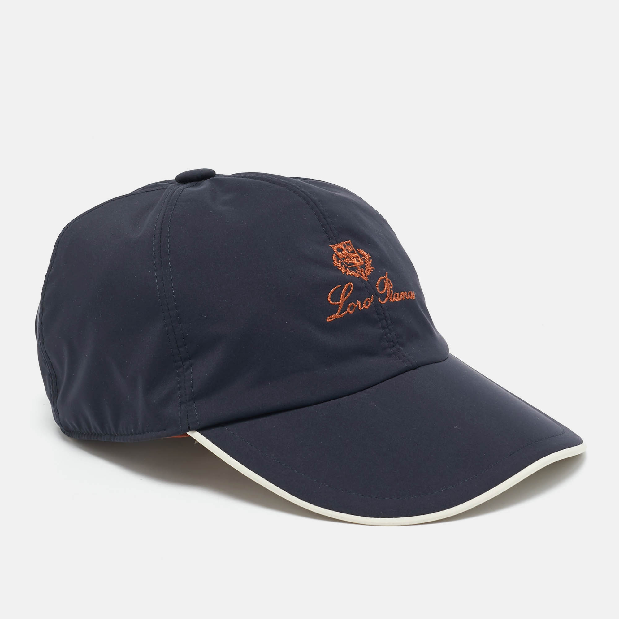Pre Owned Loro Piana Navy Blue Logo Embroidered Synthetic Storm System Baseball Cap S