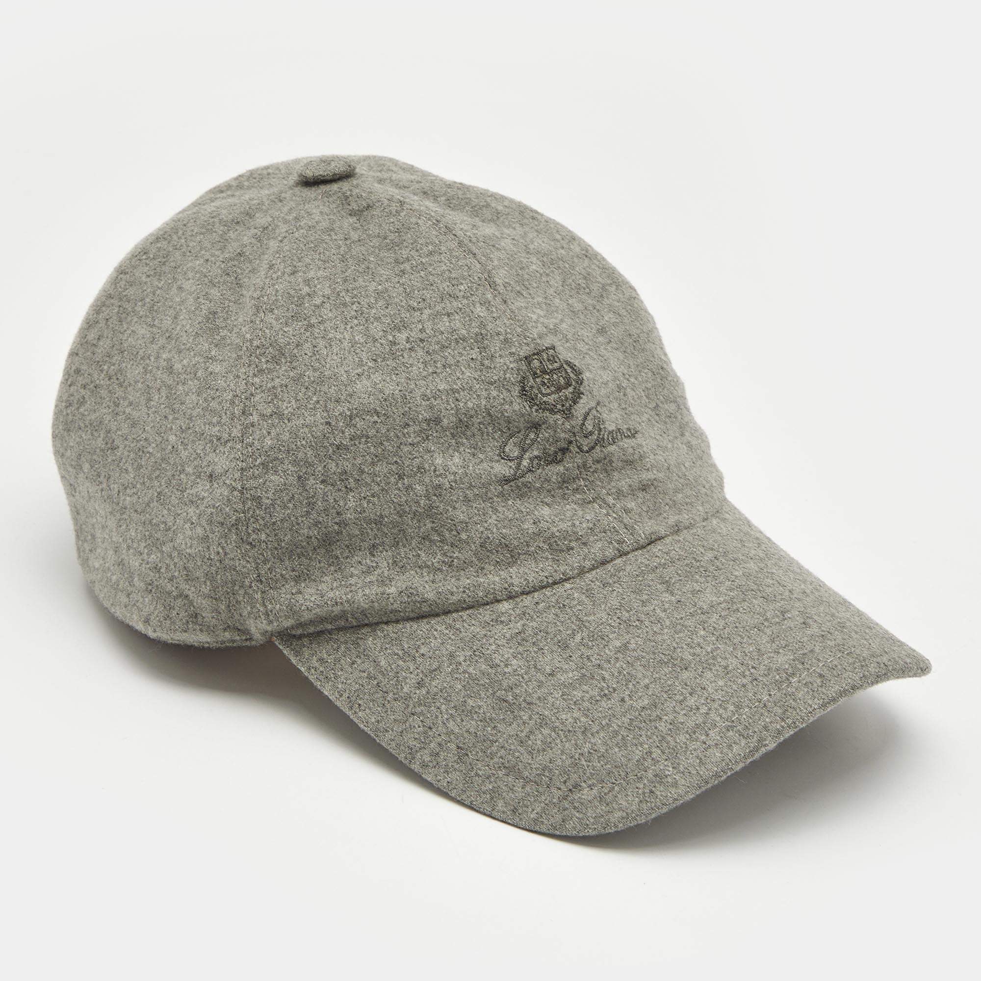 Loro Piana Grey Cashmere Storm System Baseball Cap XL