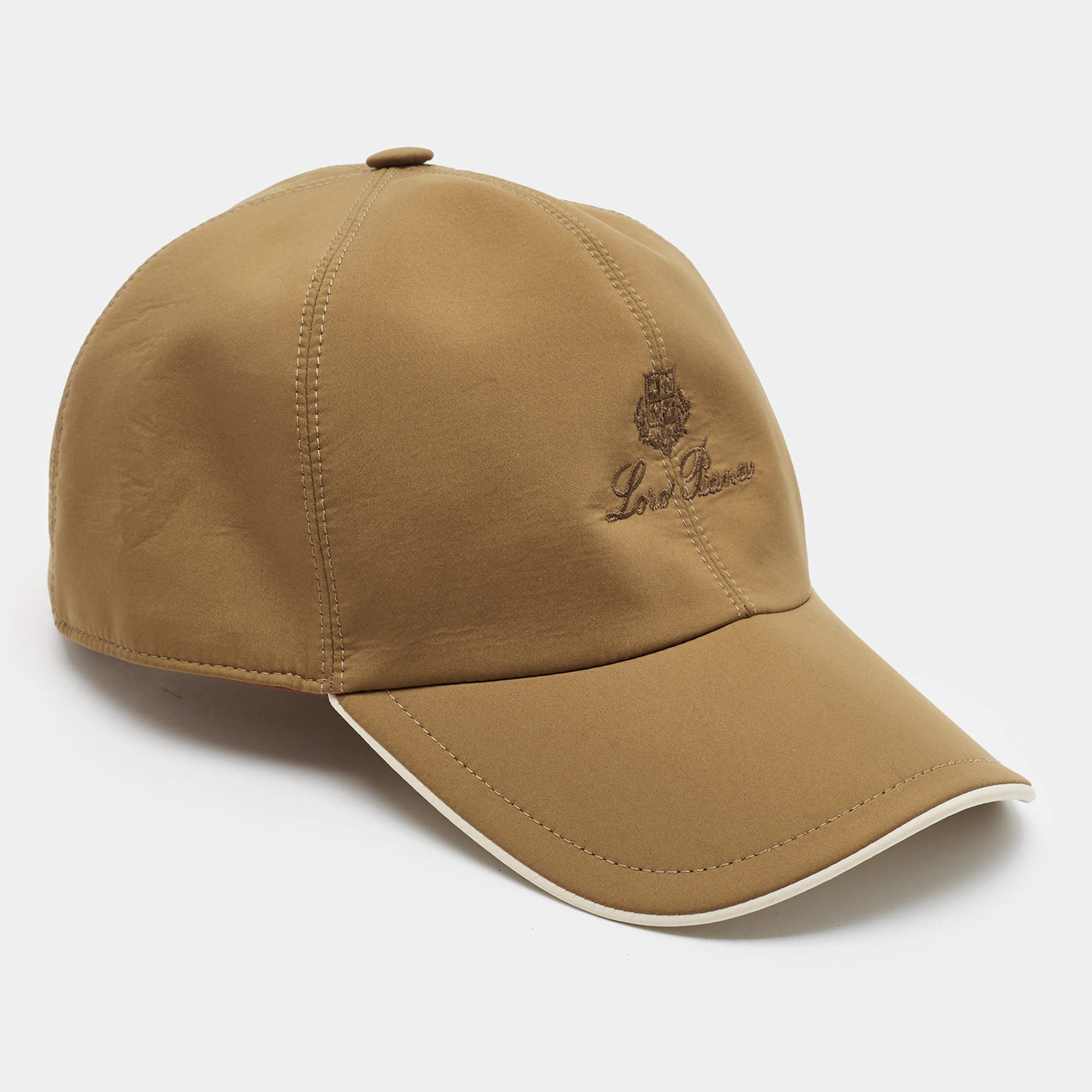 Pre Owned Loro Piana Light Brown Logo Embroidered Synthetic Baseball Cap L