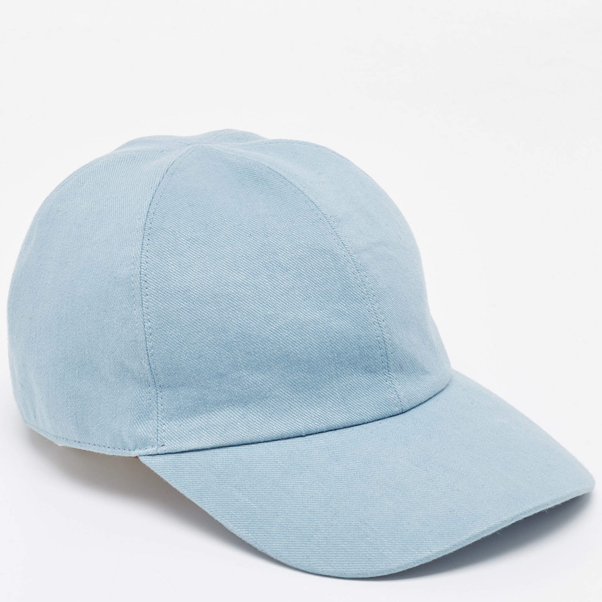 Pre Owned Loro Piana Blue Linen Cotton Rain System Cap M