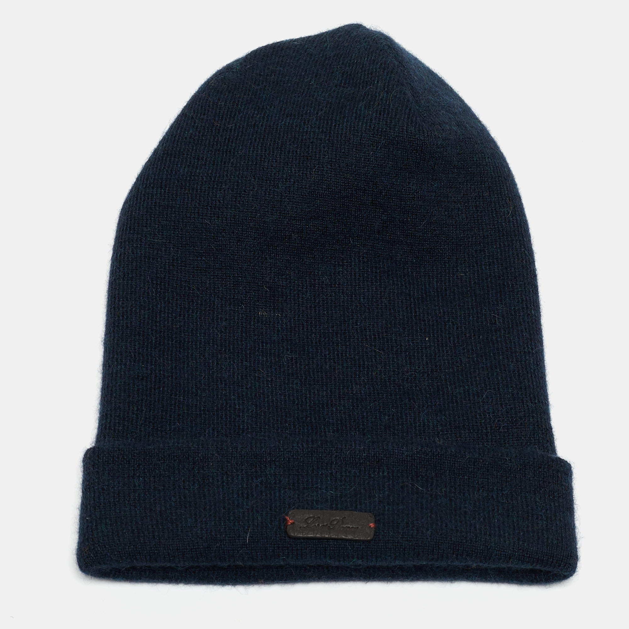 Pre Owned Loro Piana Navy Blue Berretto Cashmere & Alpaca Beanie Hat