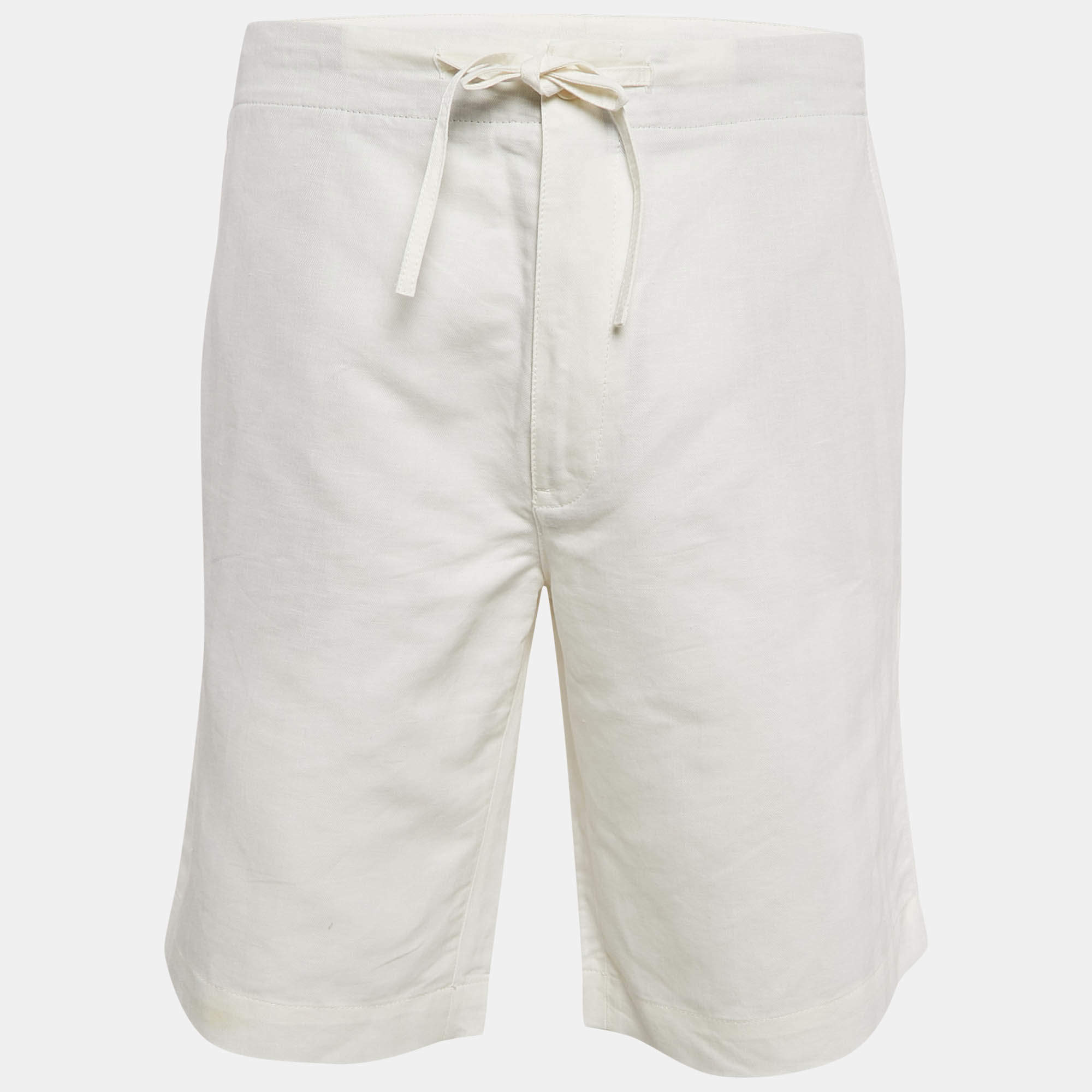 Pre Owned Loro Piana White Herringbone Regular Short XXL