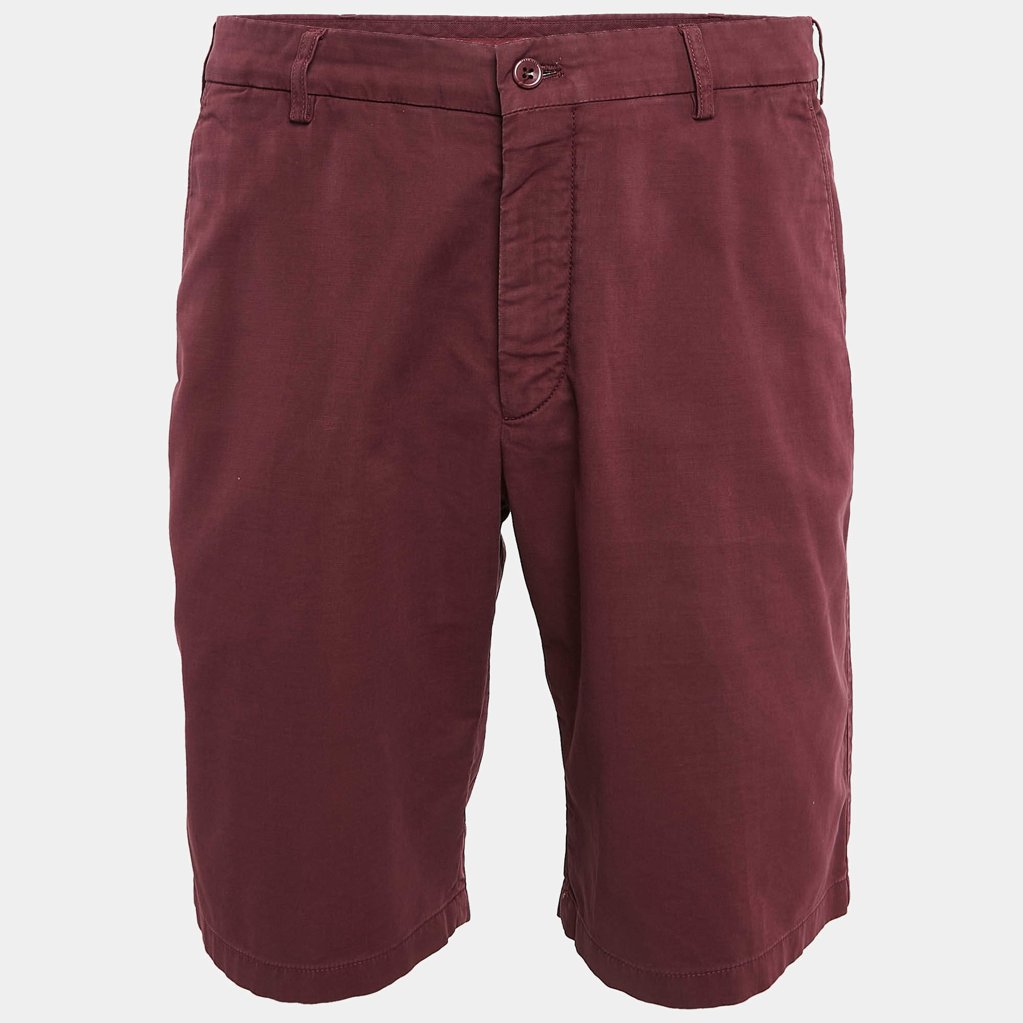 Loro Piana Burgundy Cotton Chino Shorts XXL