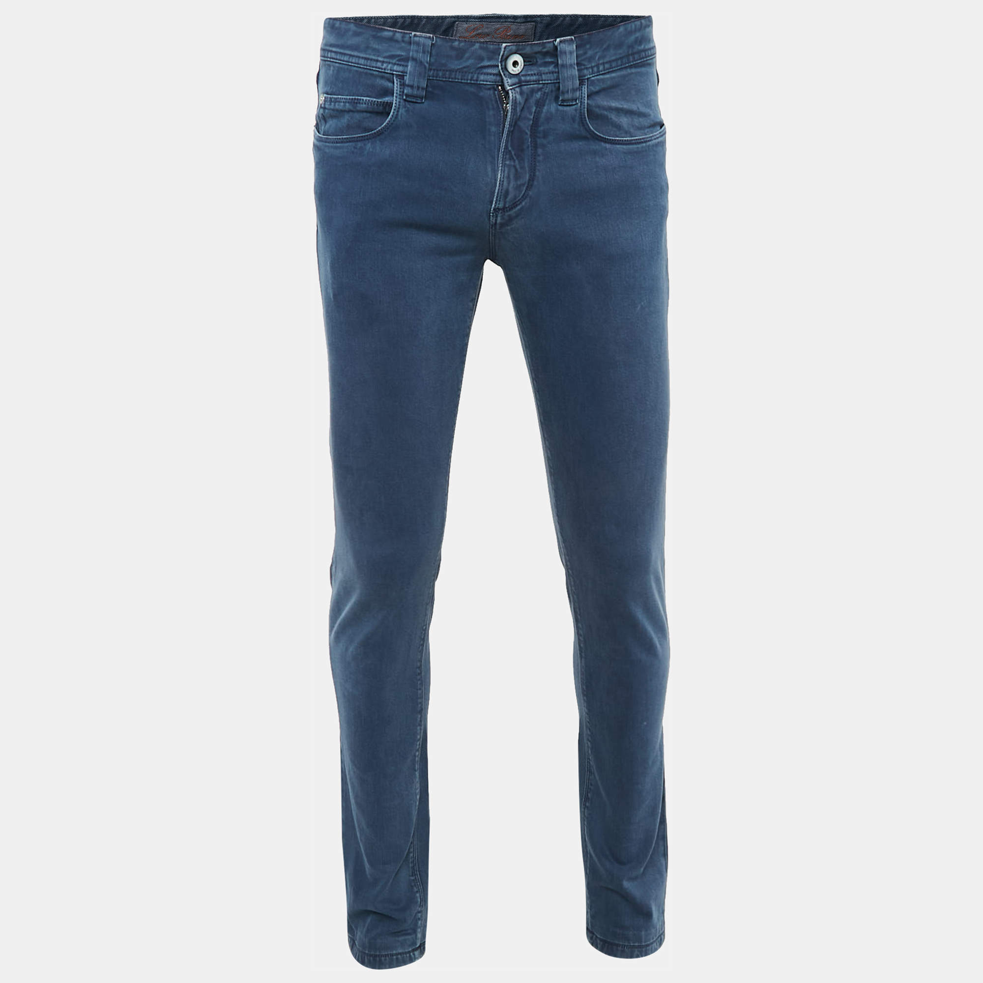 Pre Owned Loro Piana Blue Cotton 5 Tasche Slim Pants M