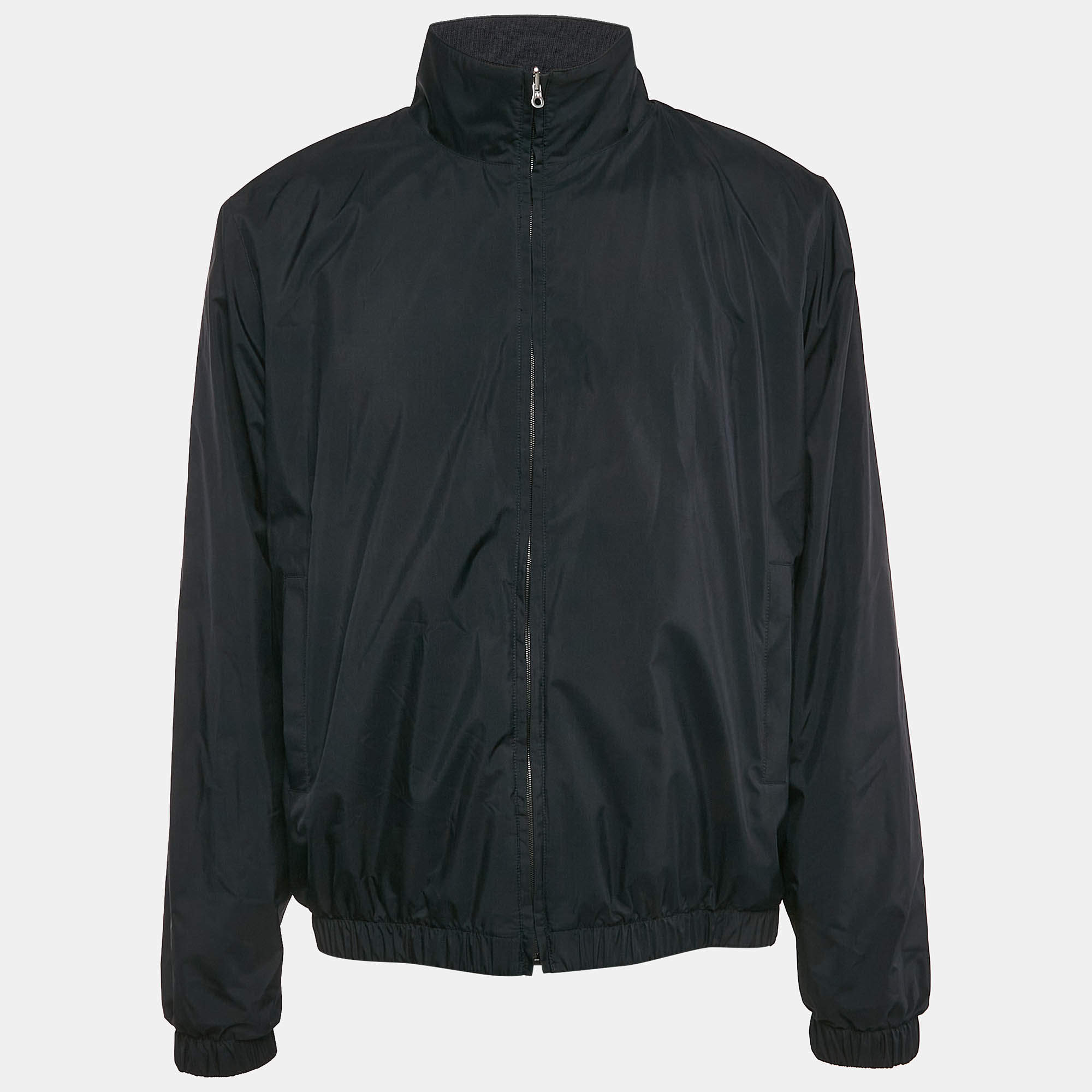 Loro Piana Navy Blue Synthetic and Cashmere Reversible Windmate Bomber Jacket XL