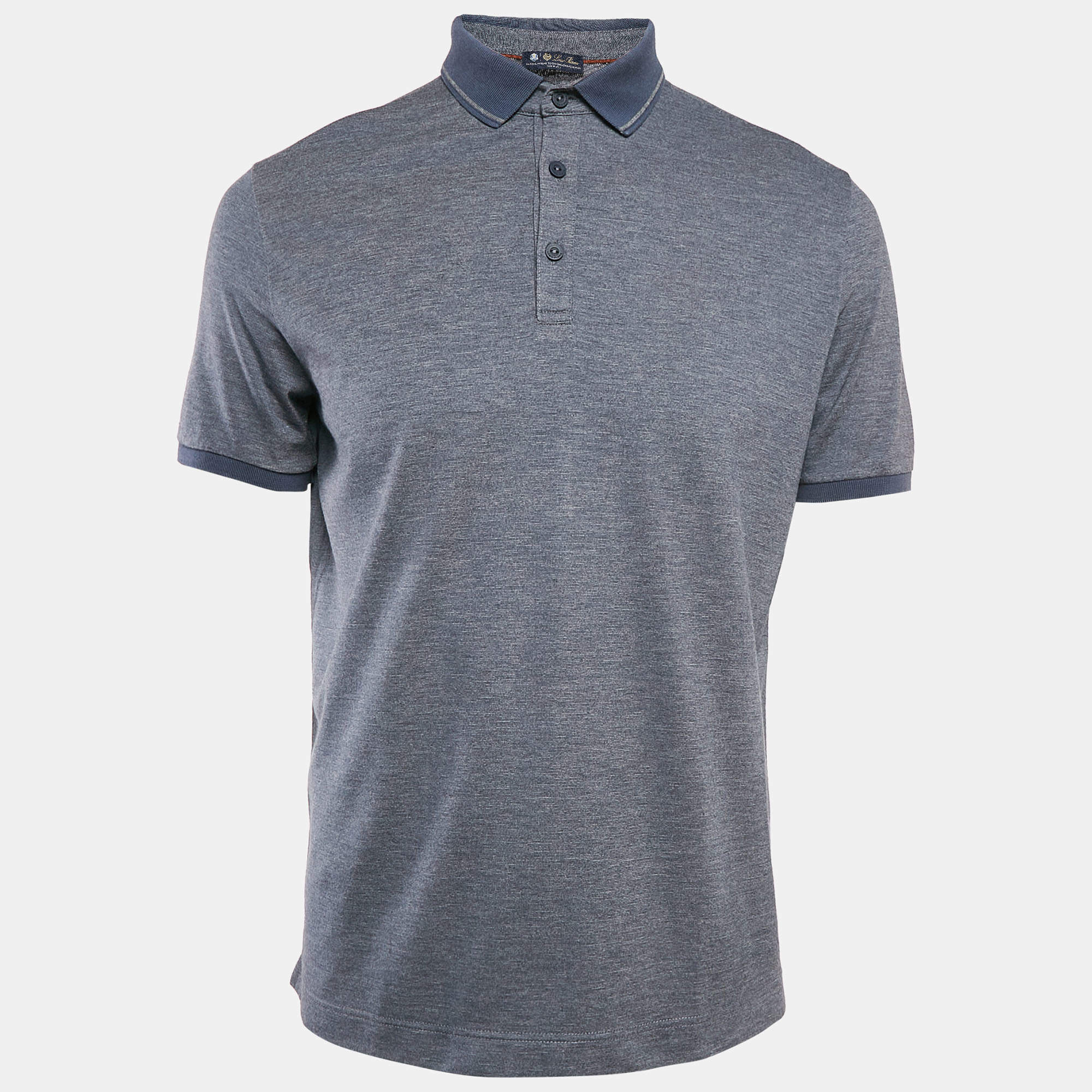 Pre Owned Loro Piana Blue Cotton Blend Polo T-Shirt M