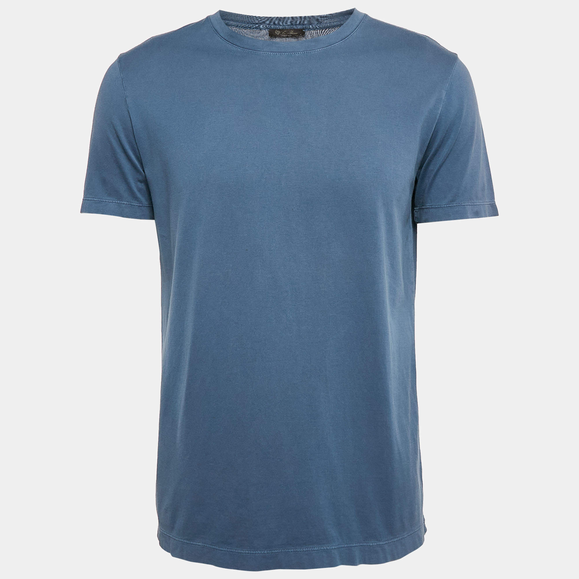 Pre Owned Loro Piana Blue Cotton Crew Neck T-Shirt M