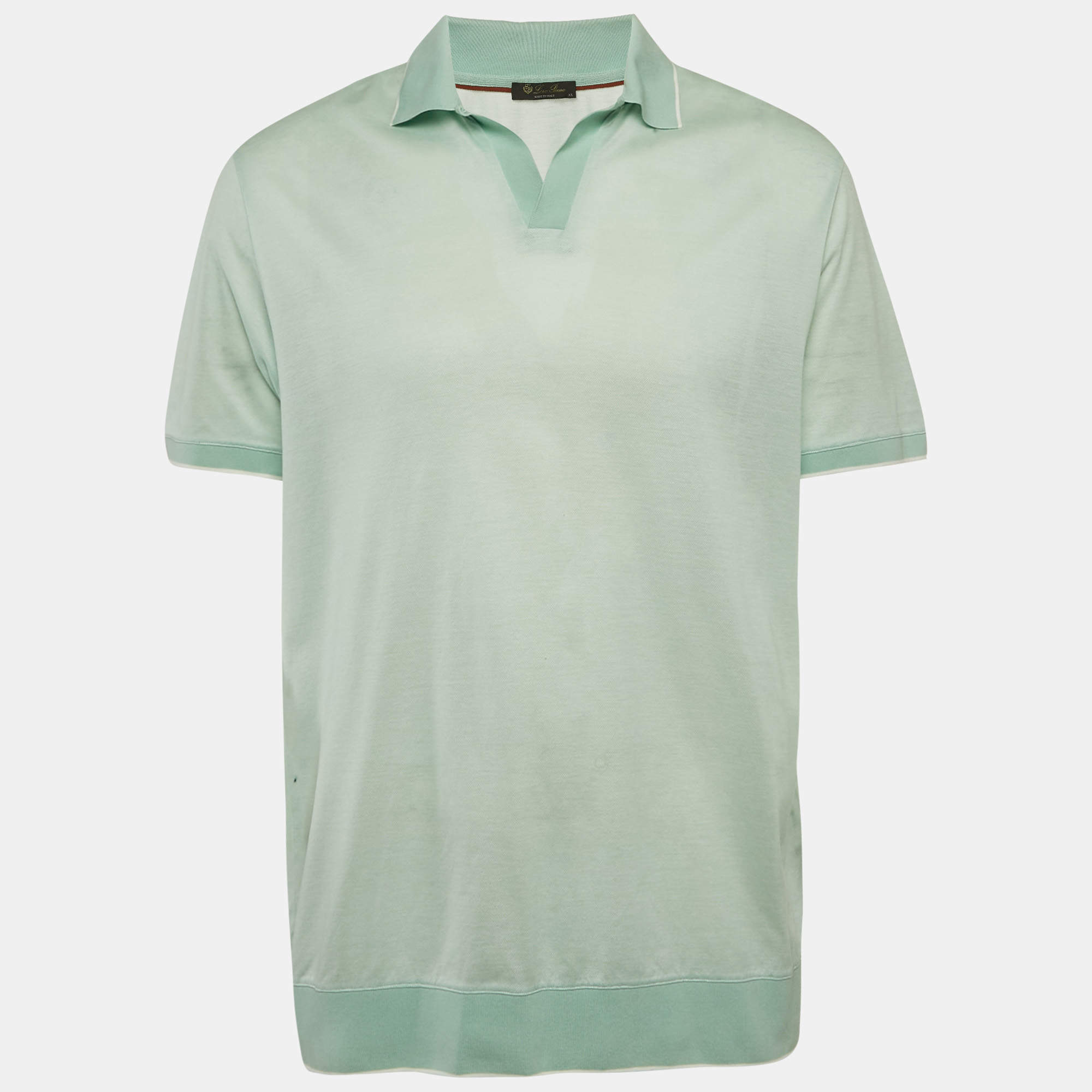 Pre Owned Loro Piana Green Cotton Pique Polo T-Shirt XL