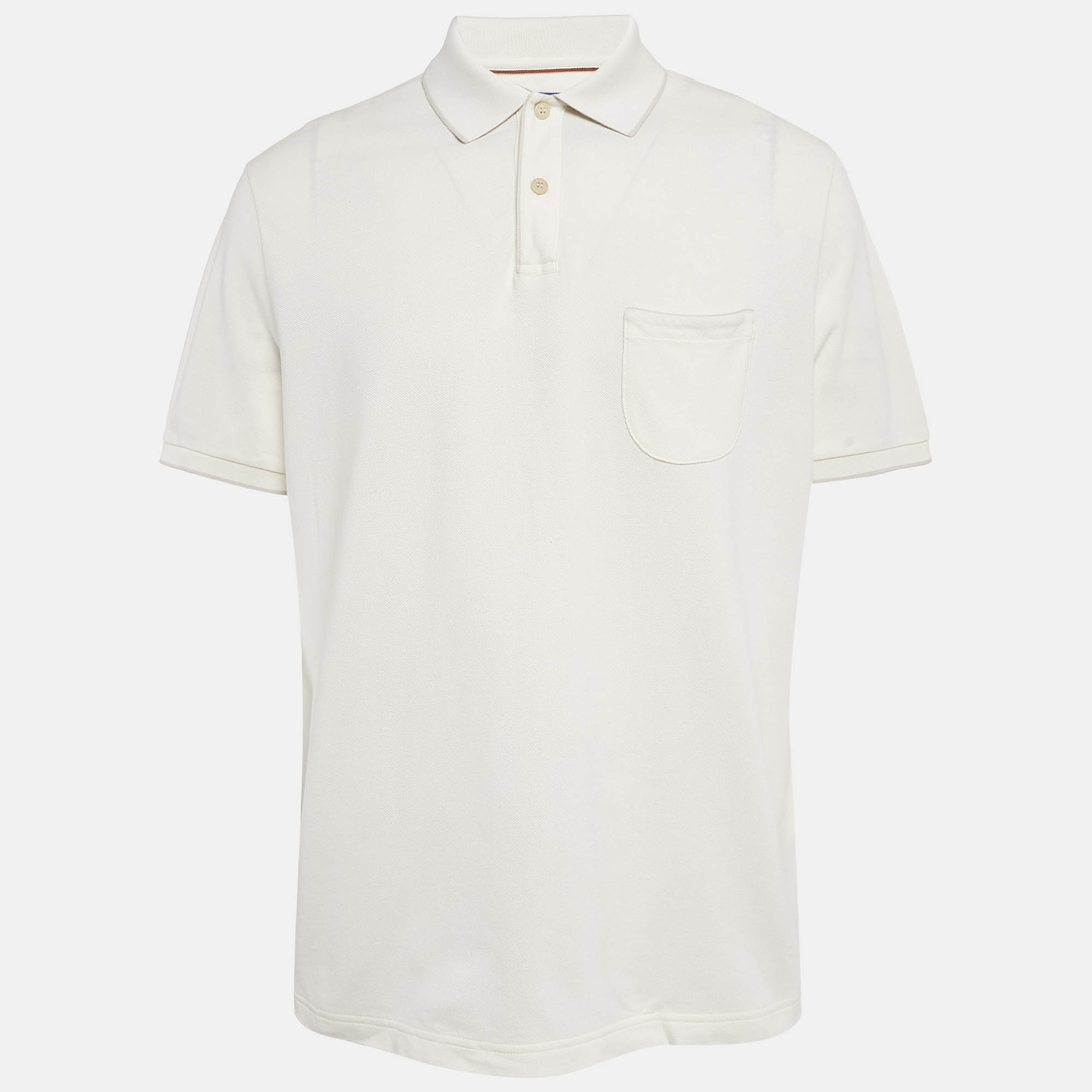 Pre Owned Loro Piana White Cotton Pique Polo T-Shirt XXL