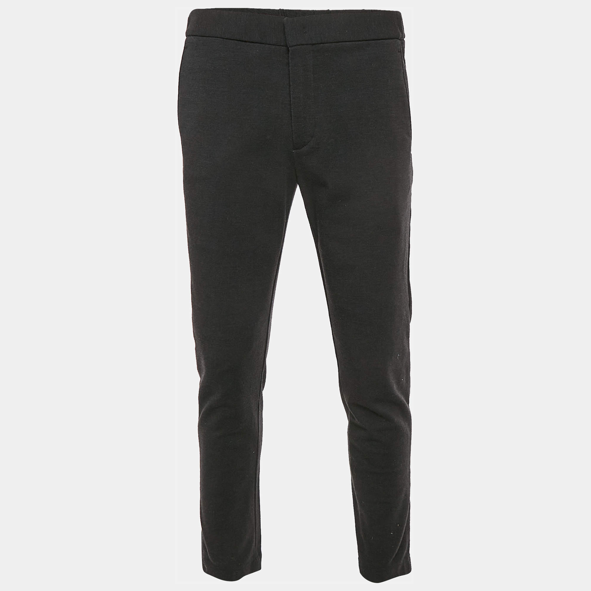 Pre Owned Loro Piana Grey Wool Jersey Trousers XL