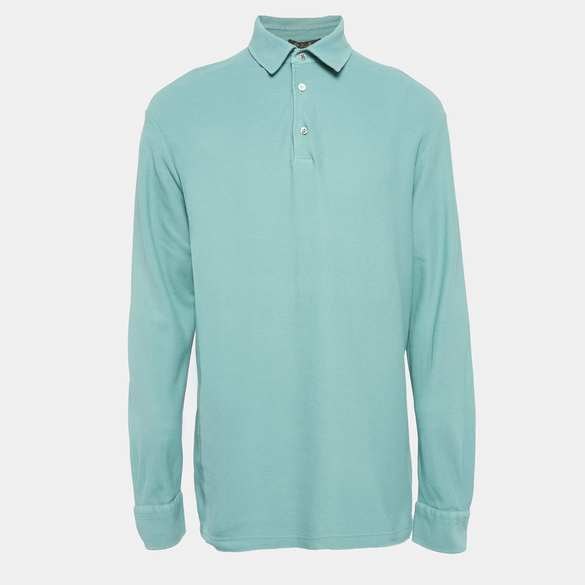 مملوكة مسبقًا Loro Piana Green Cotton Pique Polo T-Shirt XXXL
