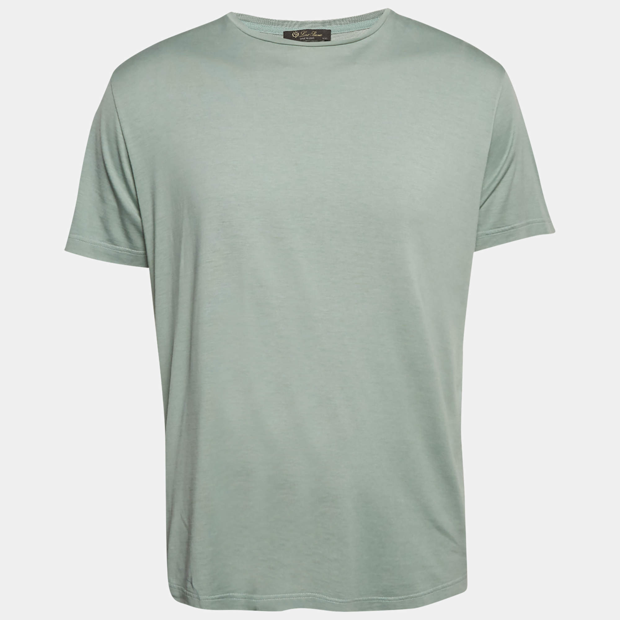 Pre Owned Loro Piana Green Silk Blend Crew Neck T-Shirt XXL