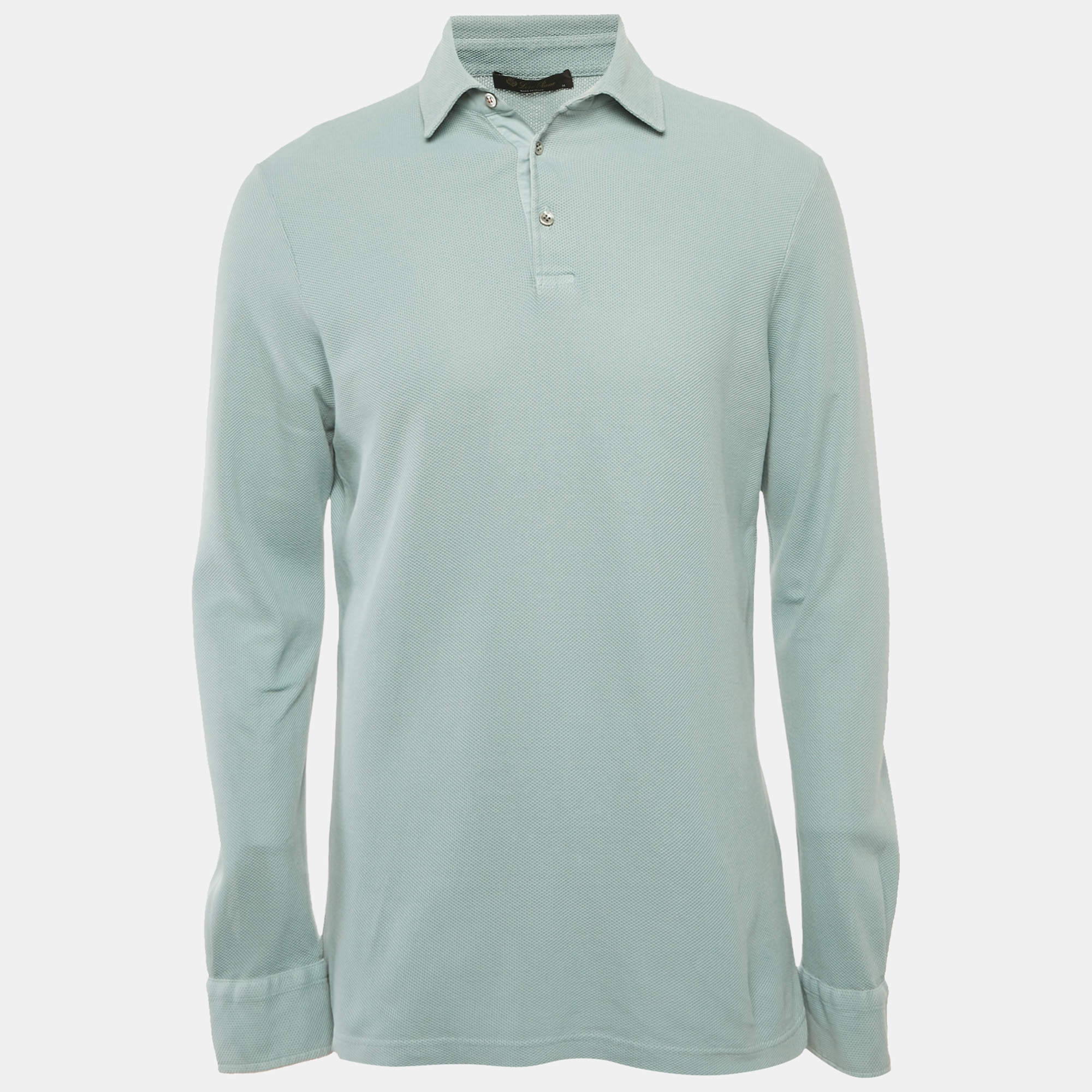 Loro Piana Blue Cotton Pique Knit Polo T-Shirt M