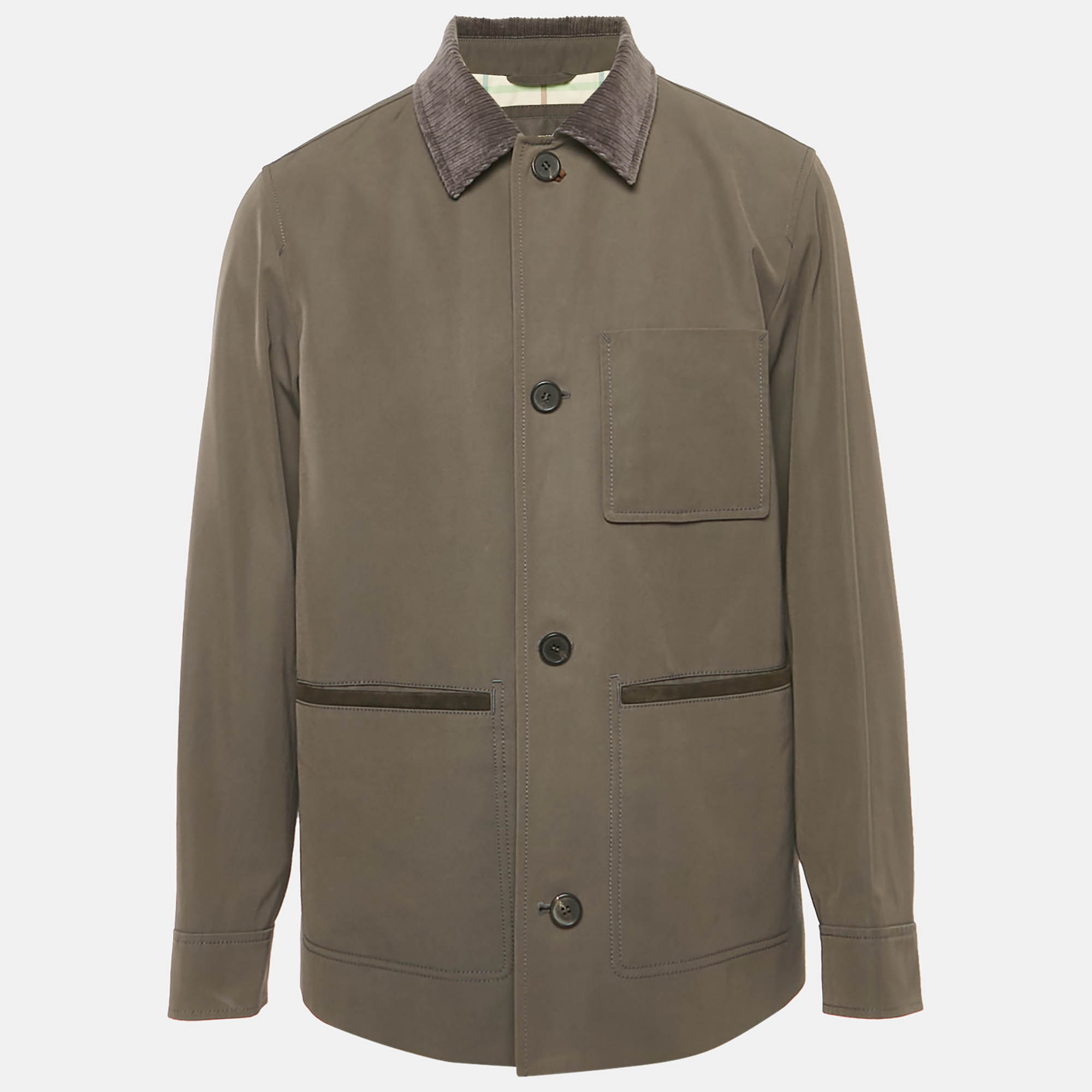 Loro Piana Grey Corduroy Collar Gabardine Jacket M