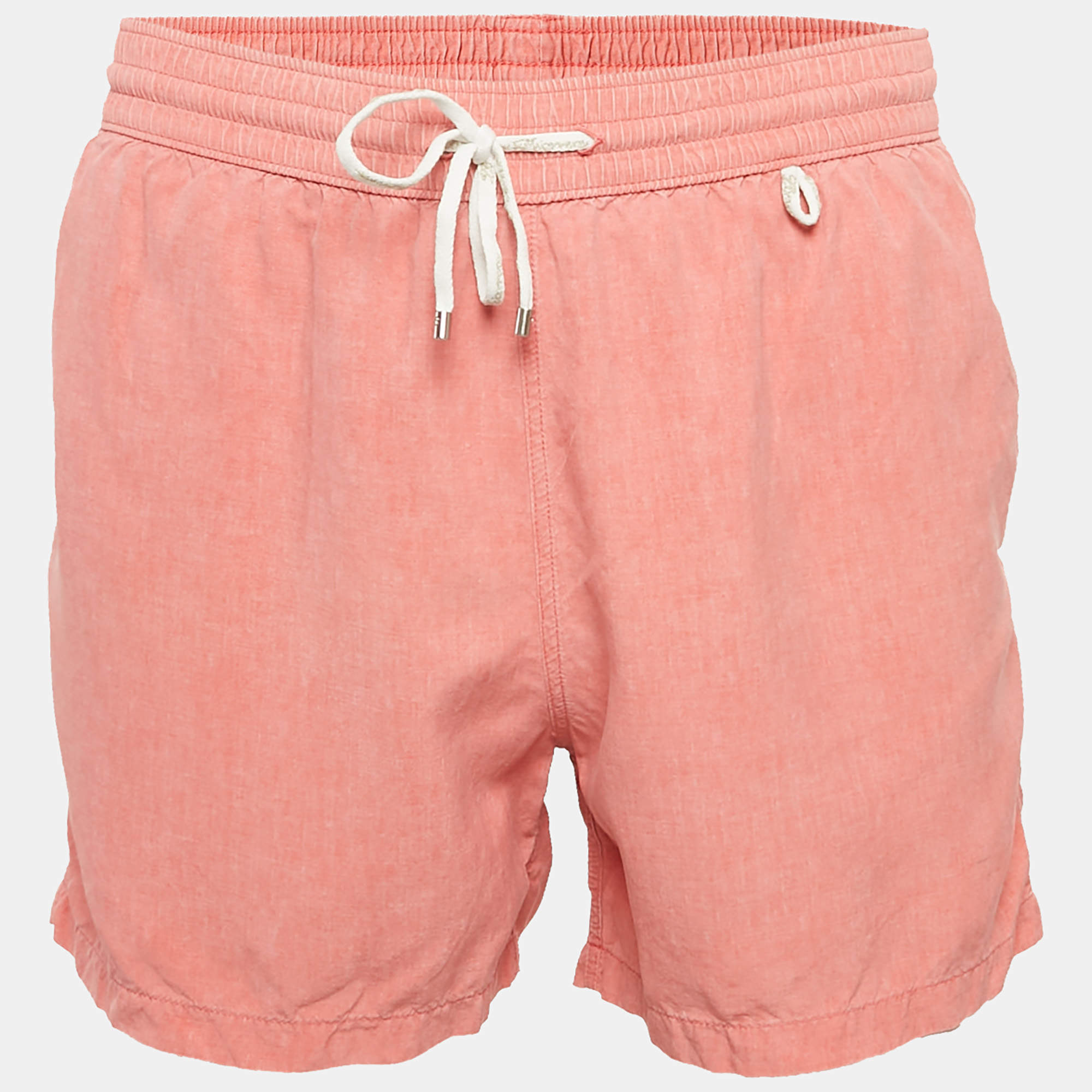 Pre Owned Loro Piana Pink Silk Drawstring Swim Shorts M