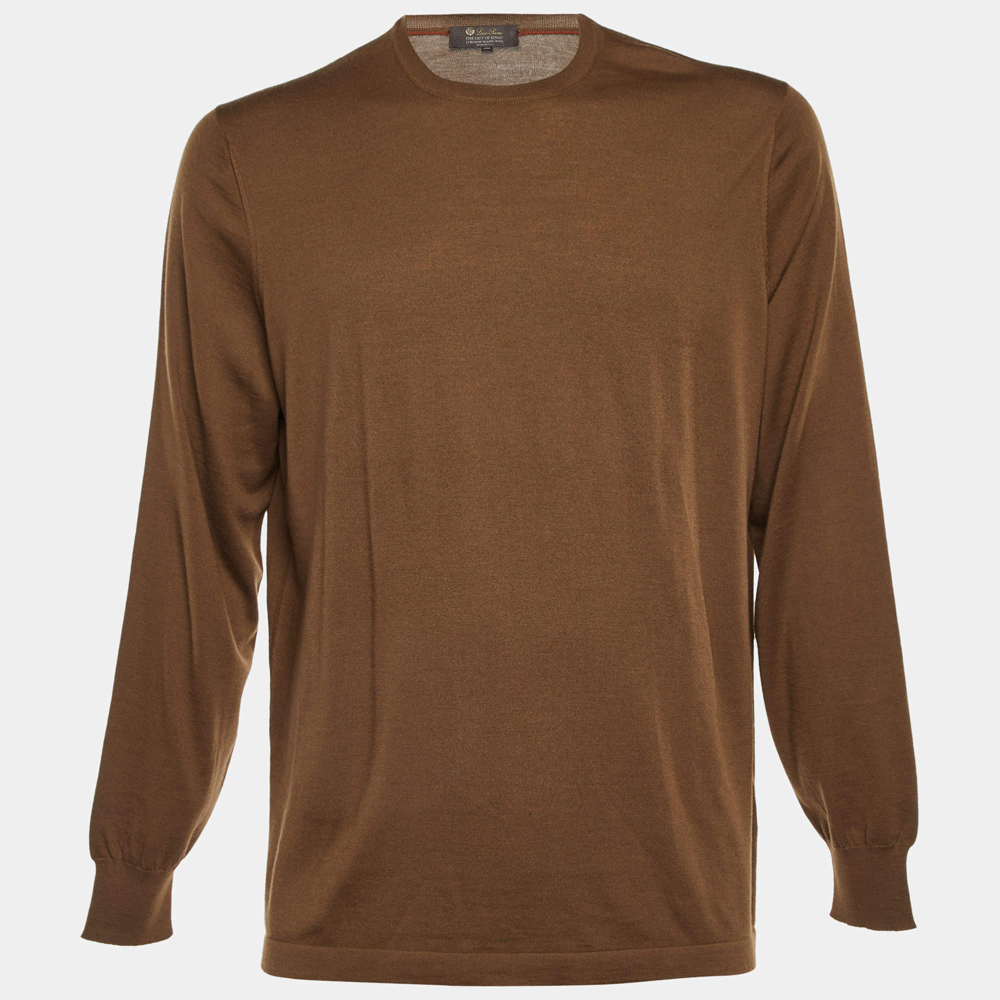 Pre Owned Loro Piana Brown Wool The Gift of Kings Crew Neck Sweater XL