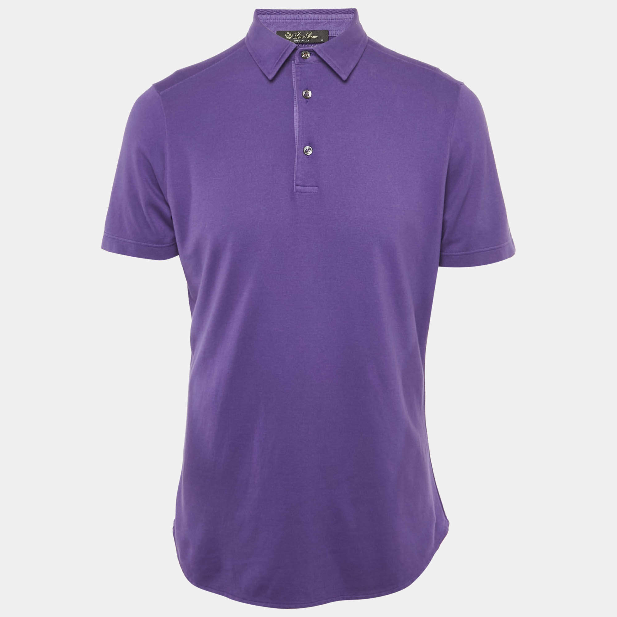 Pre Owned Loro Piana Purple Cotton Polo T-Shirt M