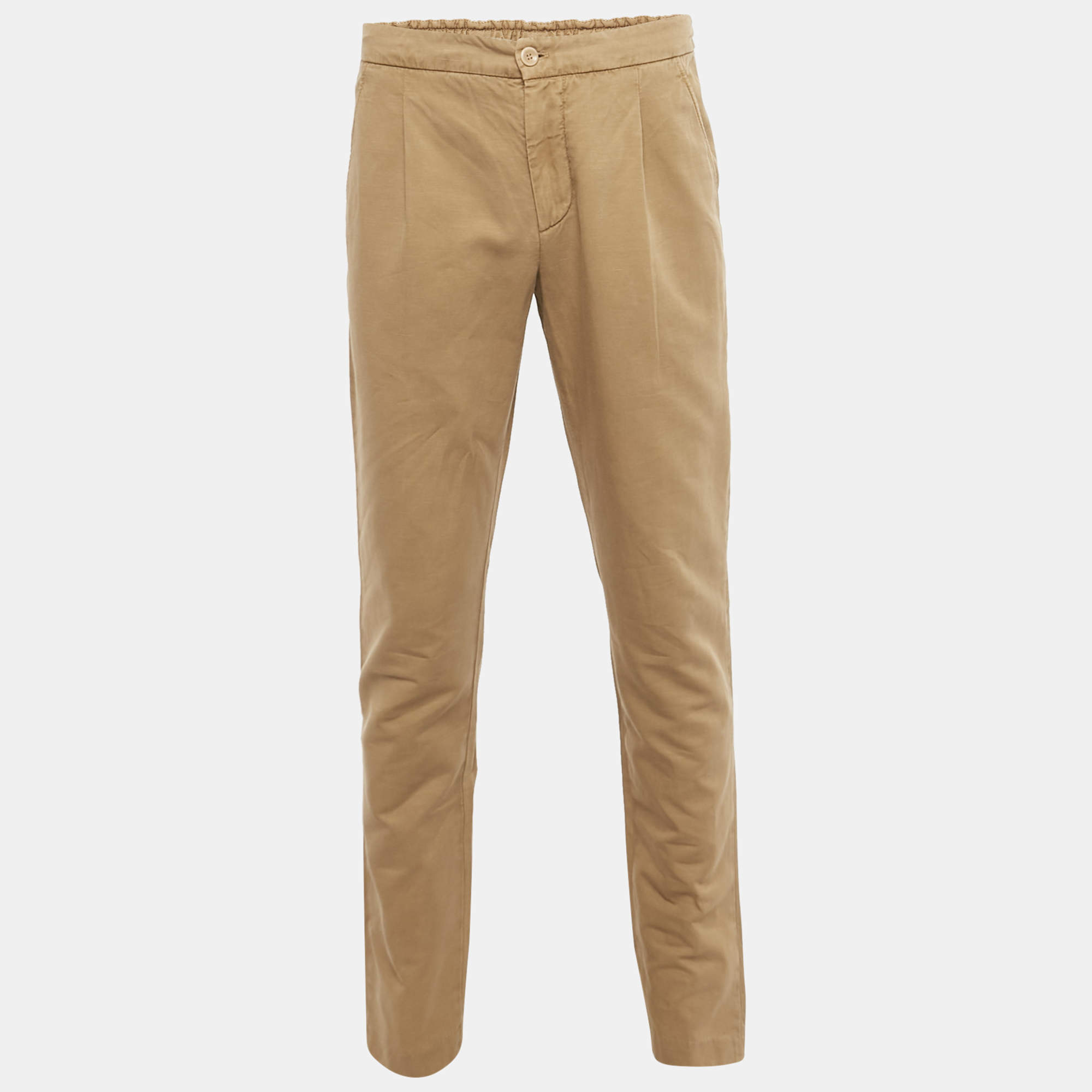 Pre Owned Loro Piana Camel Brown Cotton Pants M