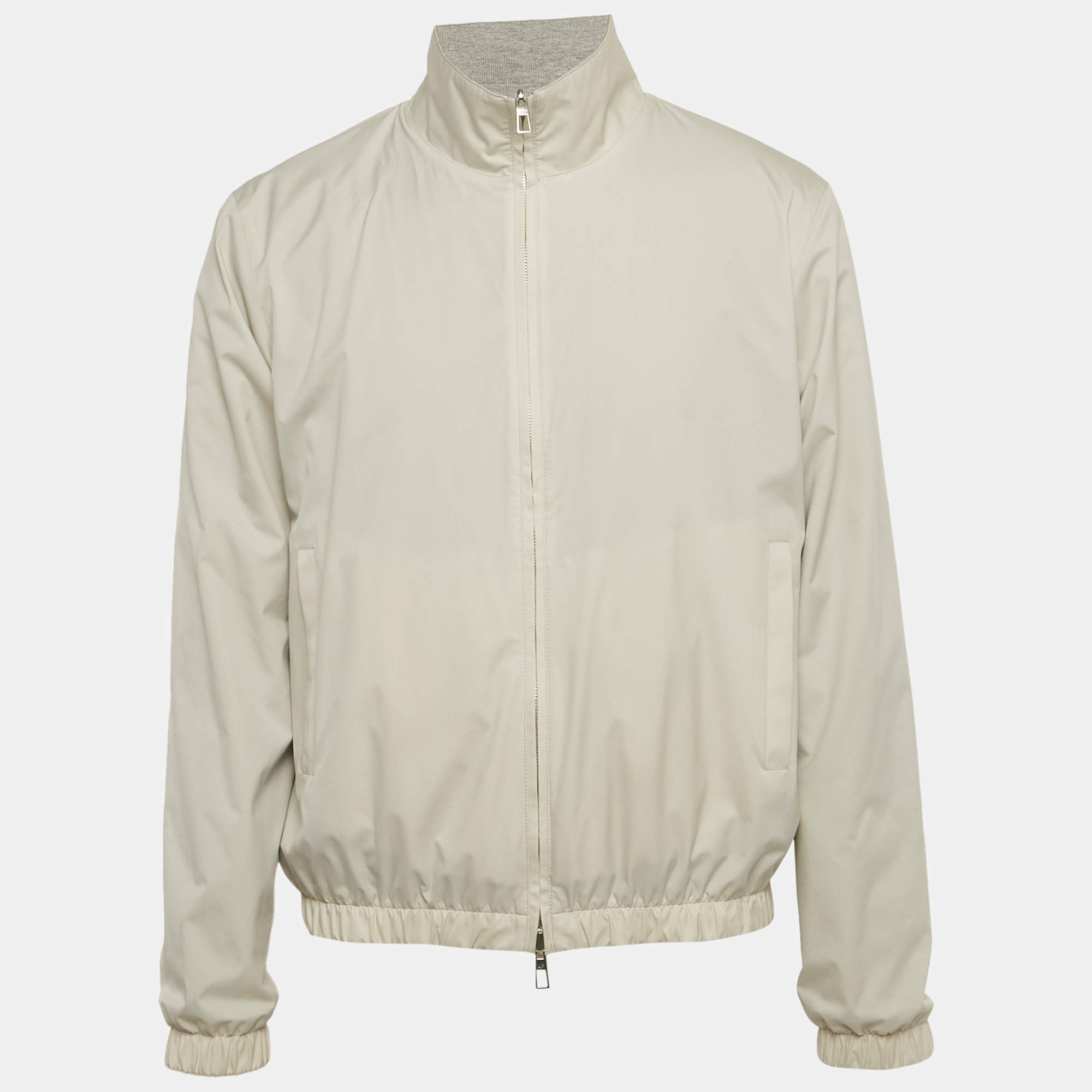 Pre Owned Loro Piana Grey Nylon and Cashmere Reversible Windmate Jacket L