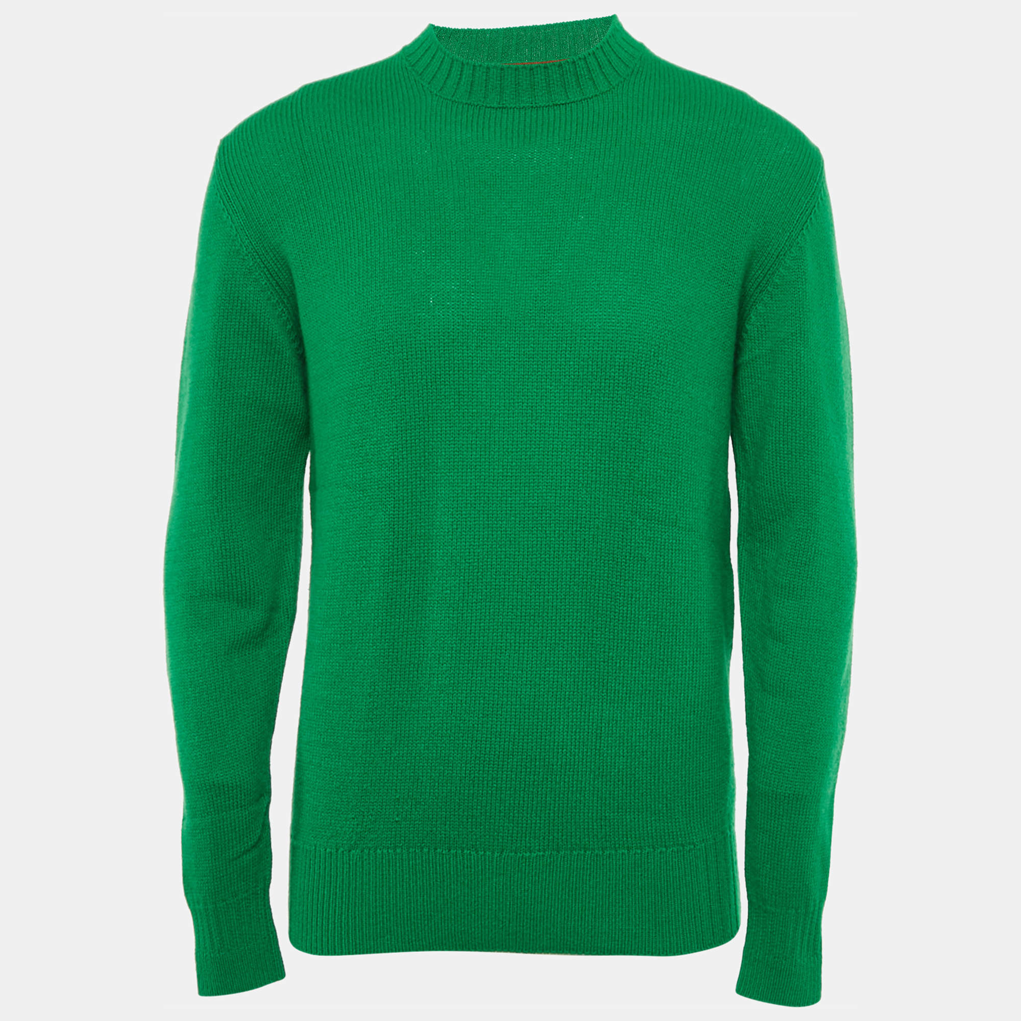 Pre Owned Loro Piana Green Cashmere Knit Crewneck Sweater L