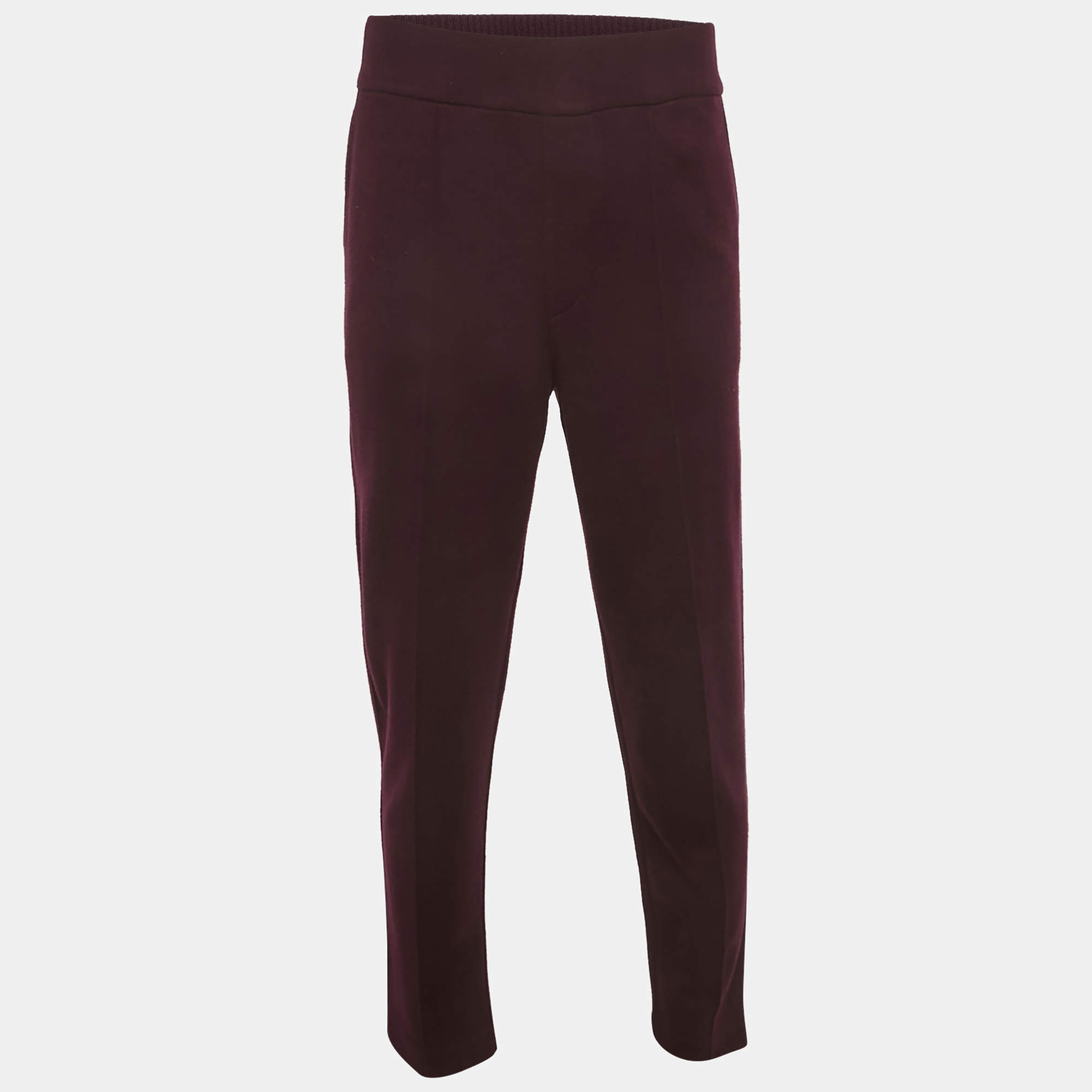 Pre Owned Loro Piana Burgundy Wool Knit Trousers M
