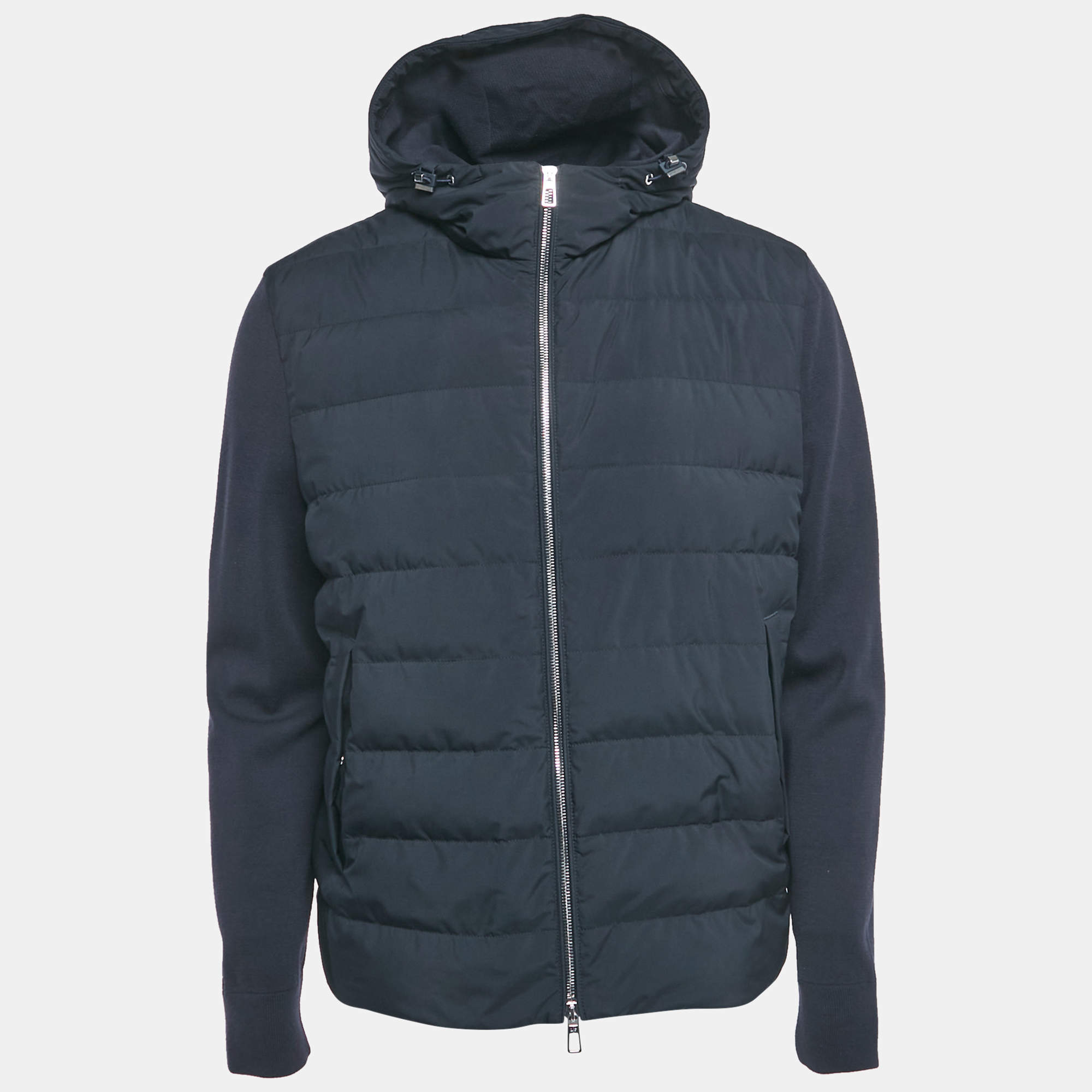 Pre Owned Loro Piana Navy Blue Synthetic Hooded Meleto Puffer Jacket L
