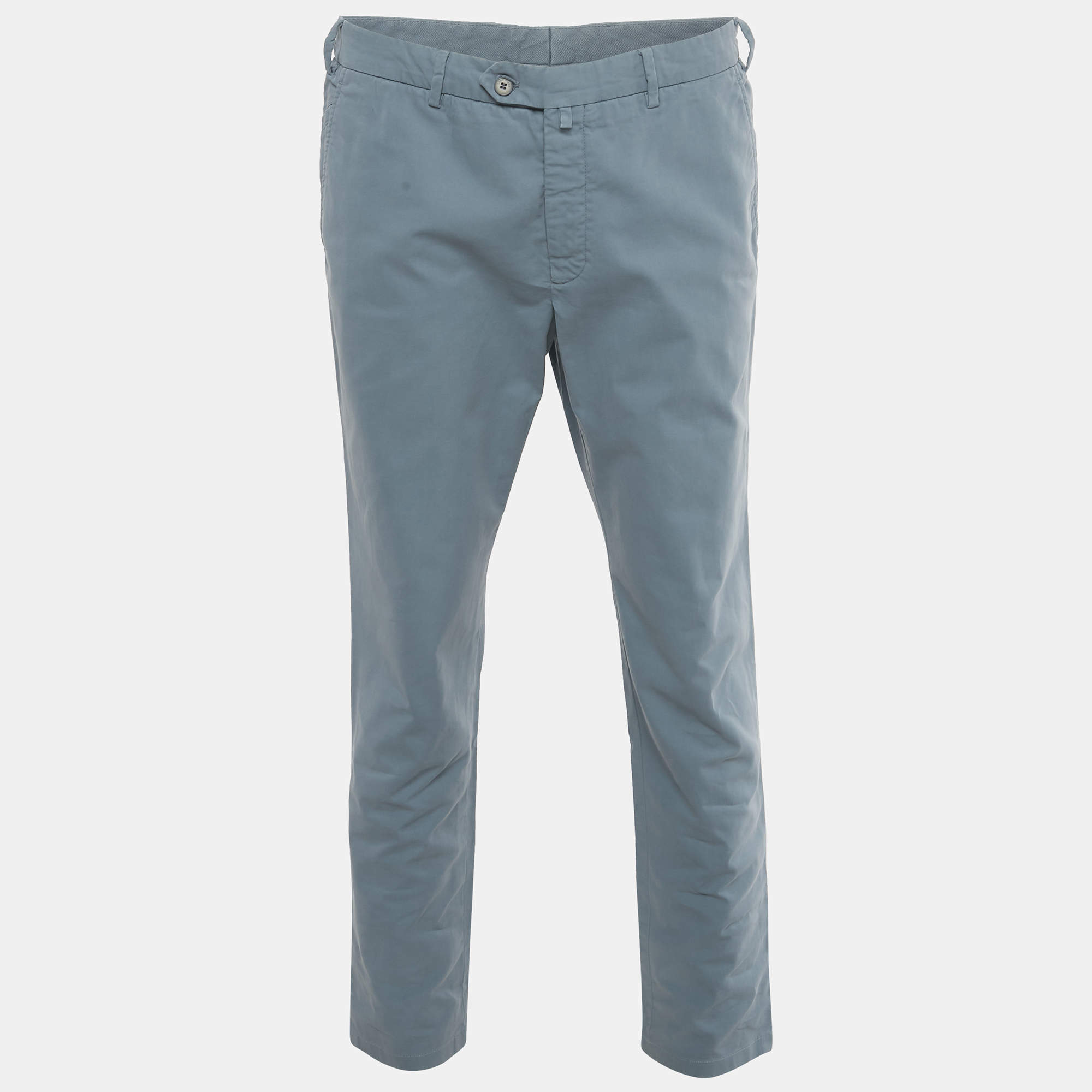 Pre Owned Loro Piana Grey Cotton Formal Trousers XL