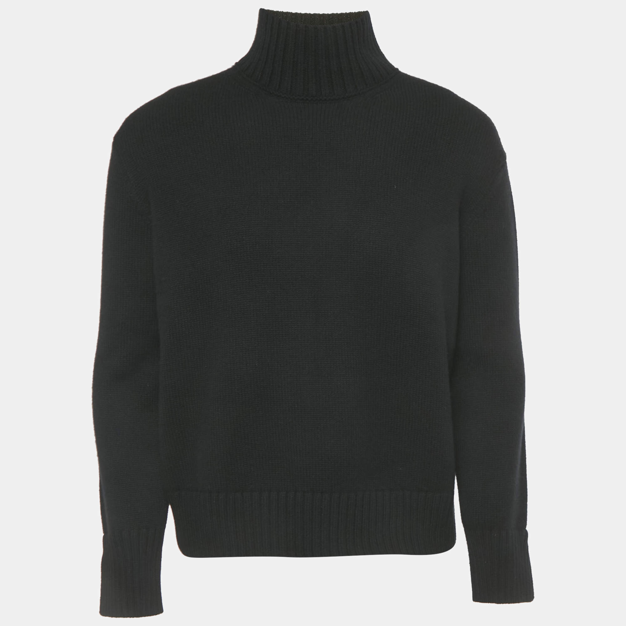 Pre Owned Loro Piana Black Cashmere Mock Neck Sweater S