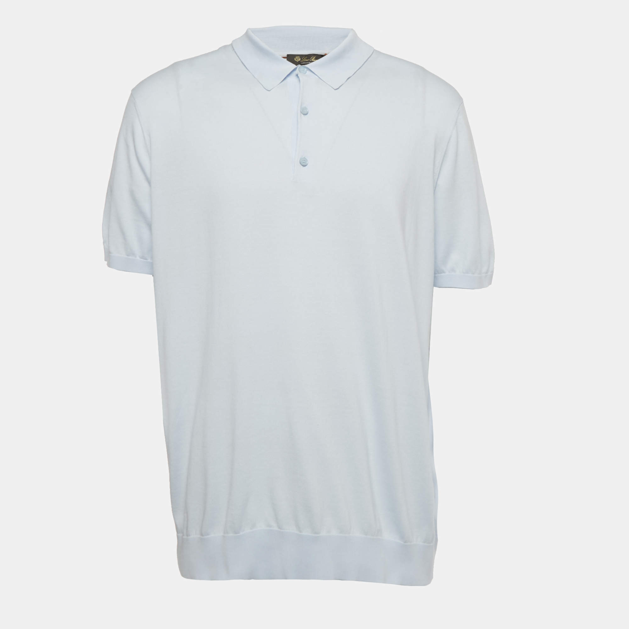 Pre Owned Loro Piana Blue Cotton Polo T-Shirt 4XL