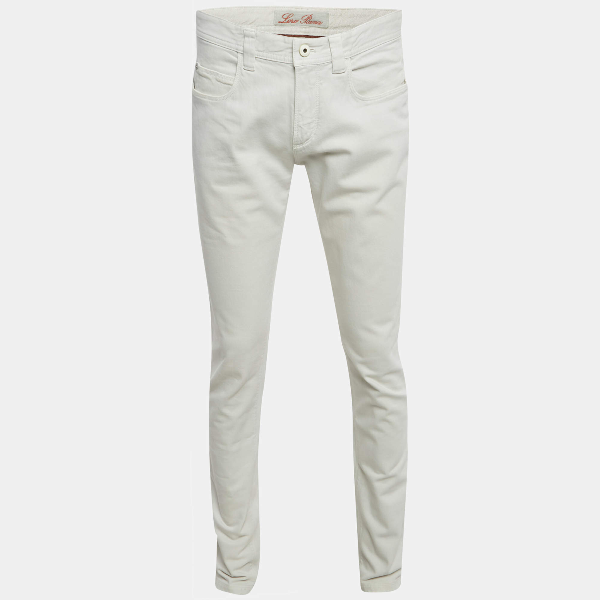 مملوكة مسبقًا Loro Piana White Denim Regular Fit Jeans M/Waist 35"