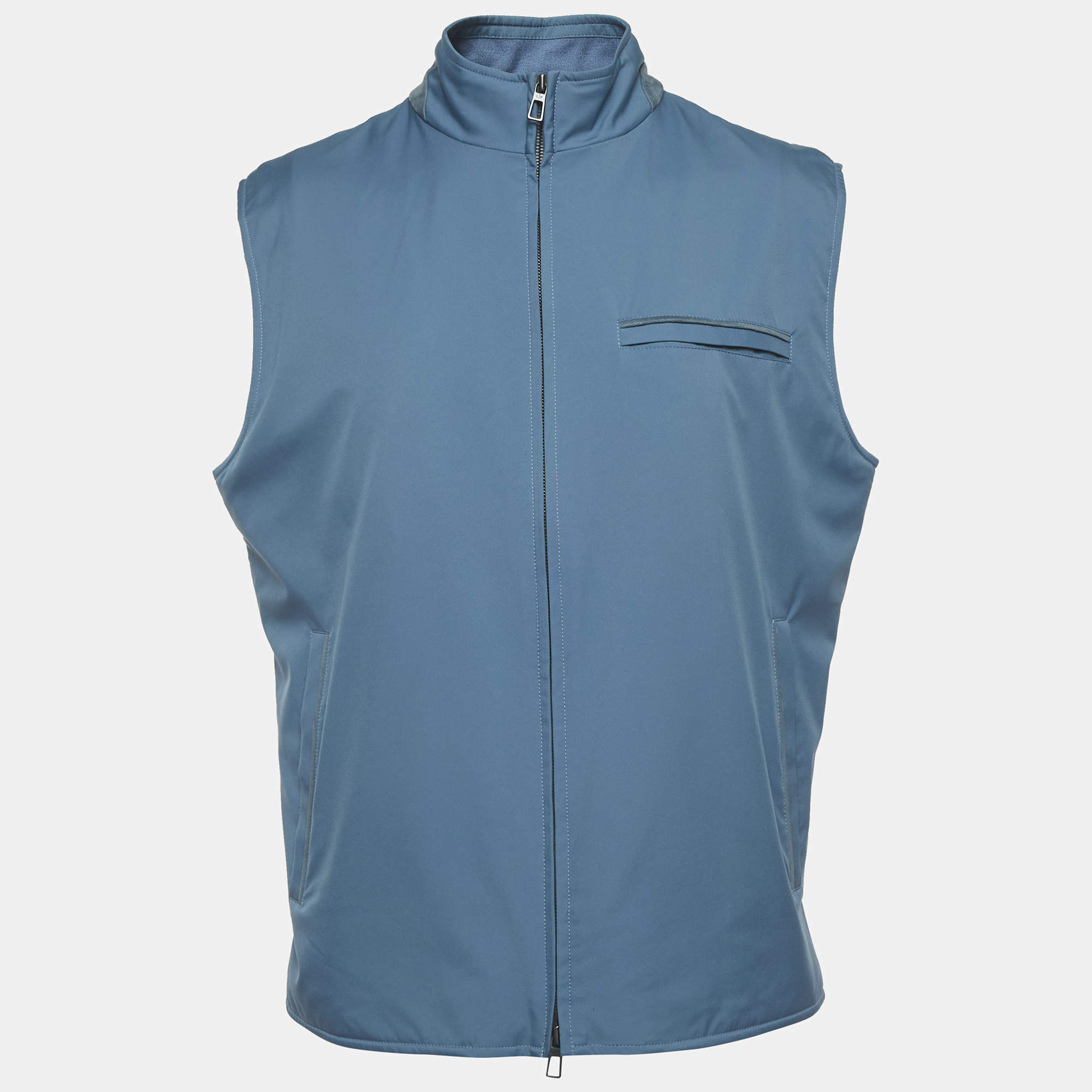 Pre Owned Loro Piana Blue Nylon Rainproof Vest XL