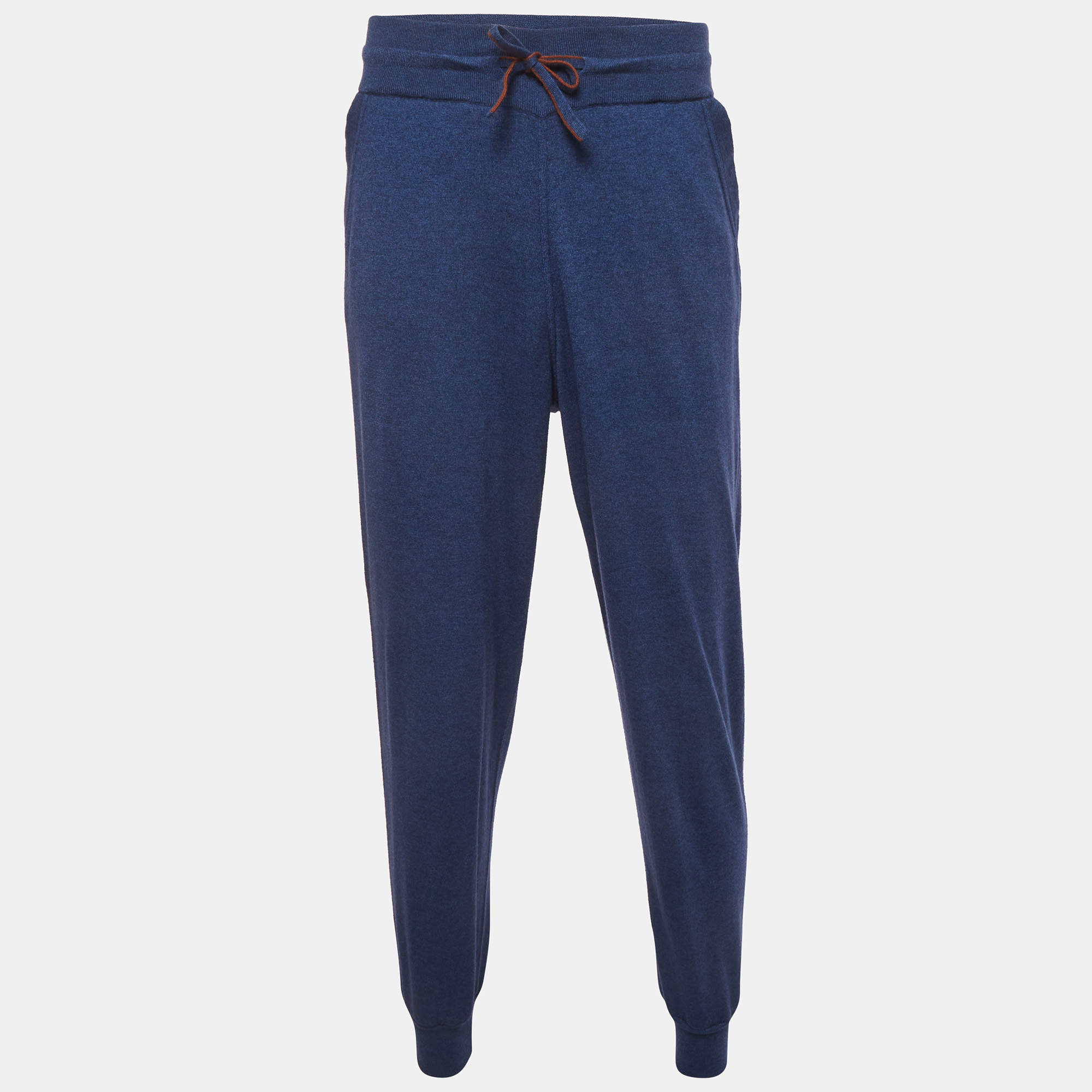 Pre Owned بنطلون لورو بيانا كنزة مطاطية كحلي مقاس كبير