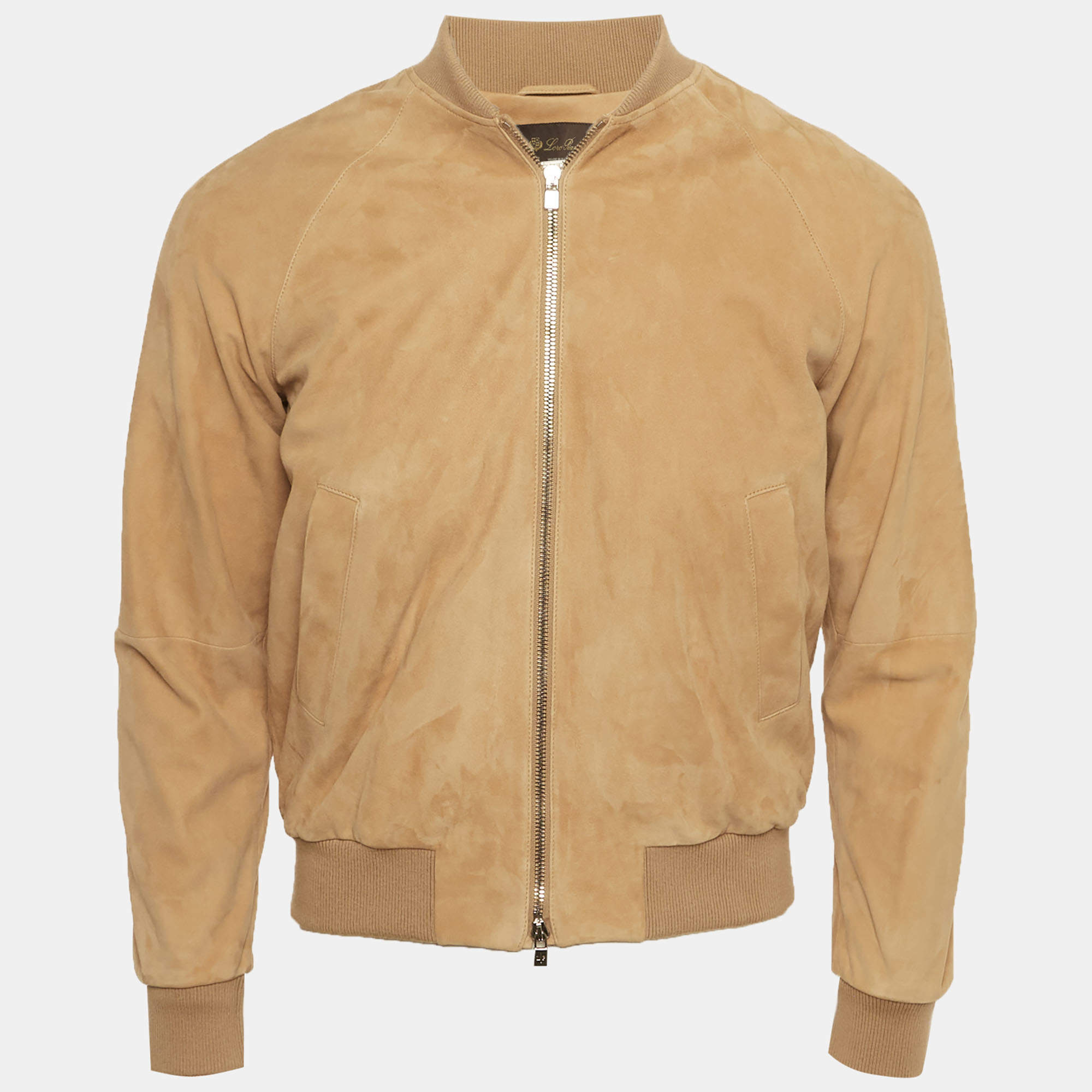 Pre Owned Loro Piana Brown Suede Bomber Jacket S