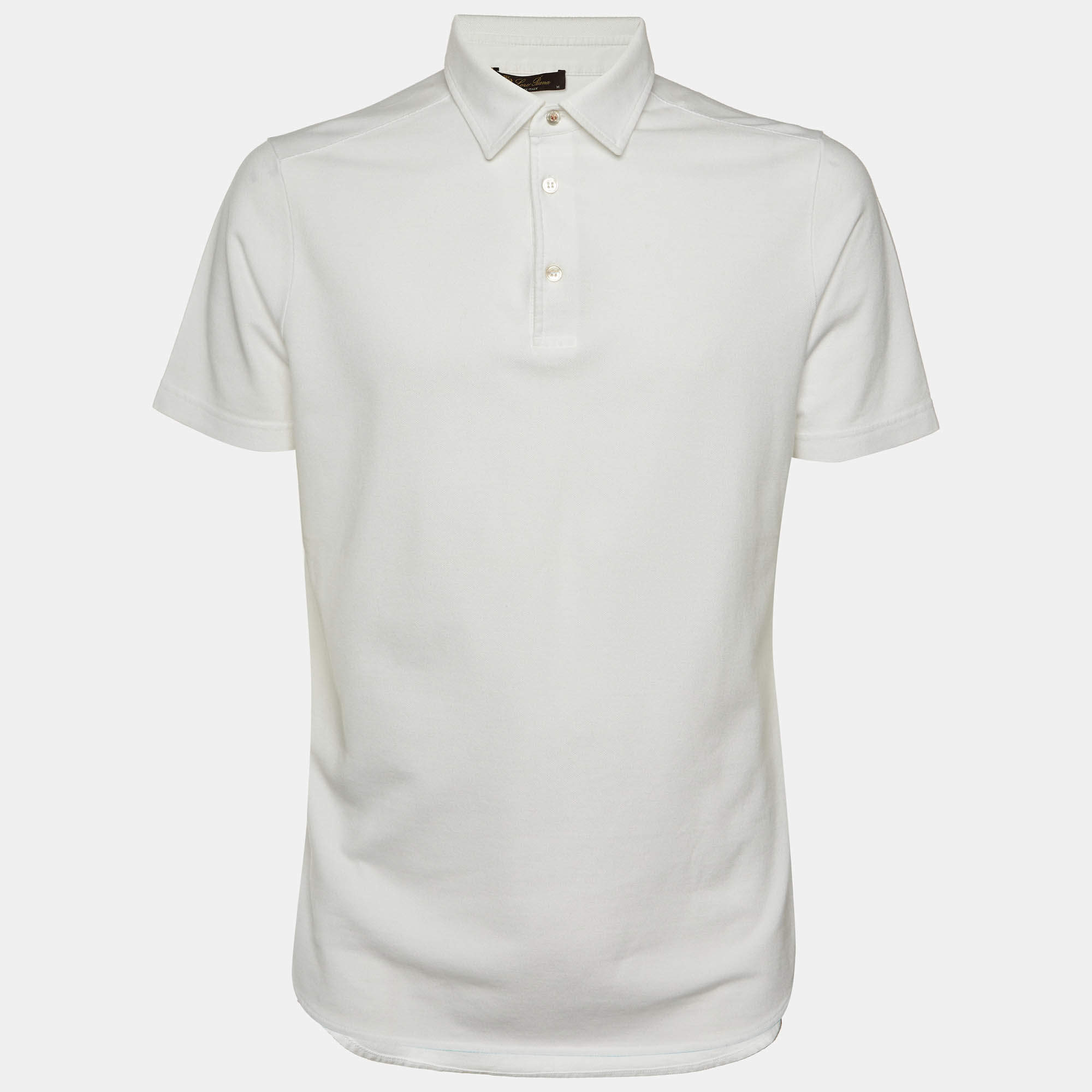 مملوكة مسبقًا Loro Piana White Cotton Pique Polo T-Shirt M