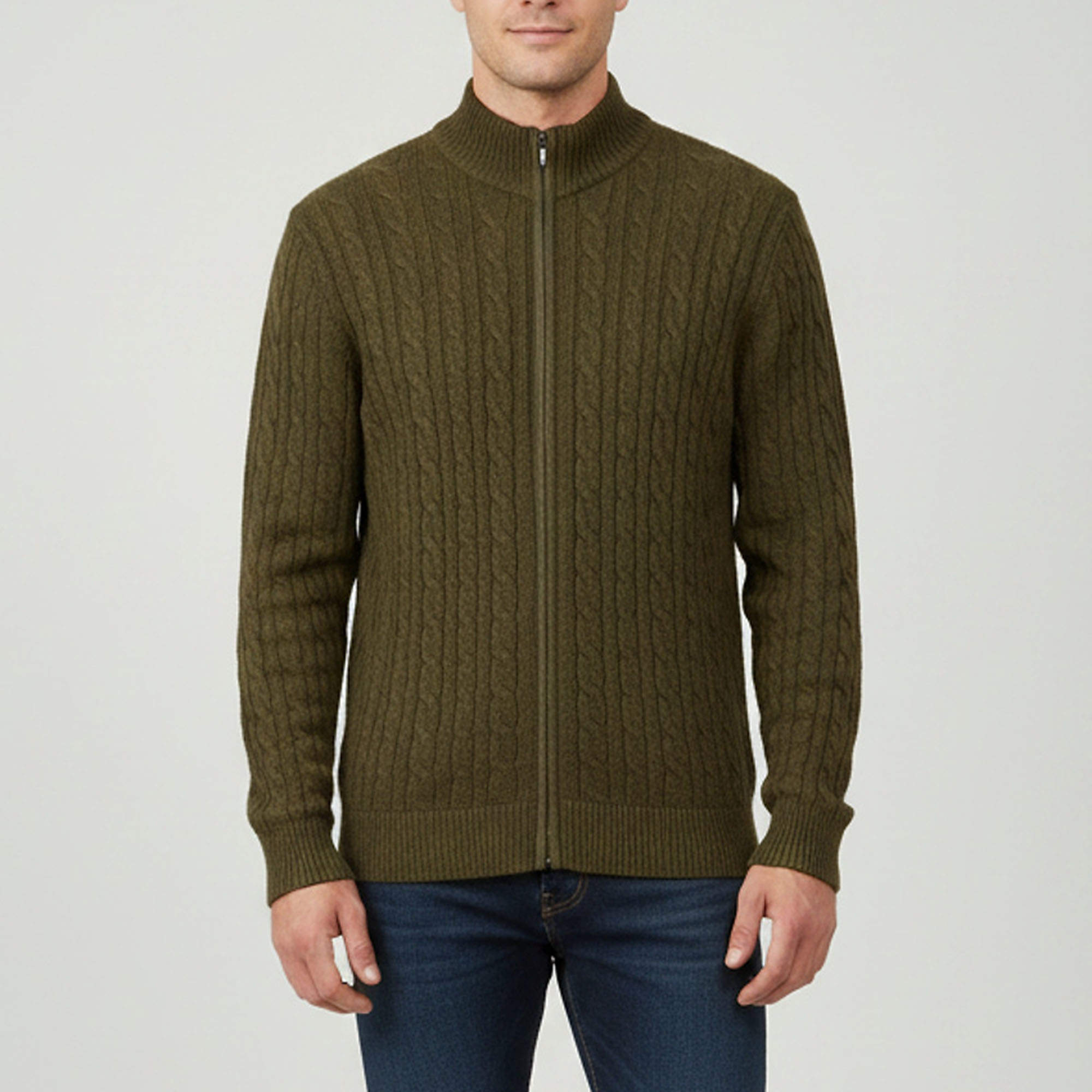 Pre Owned Loro Piana Green Cashmere Zip Up Cardigan M