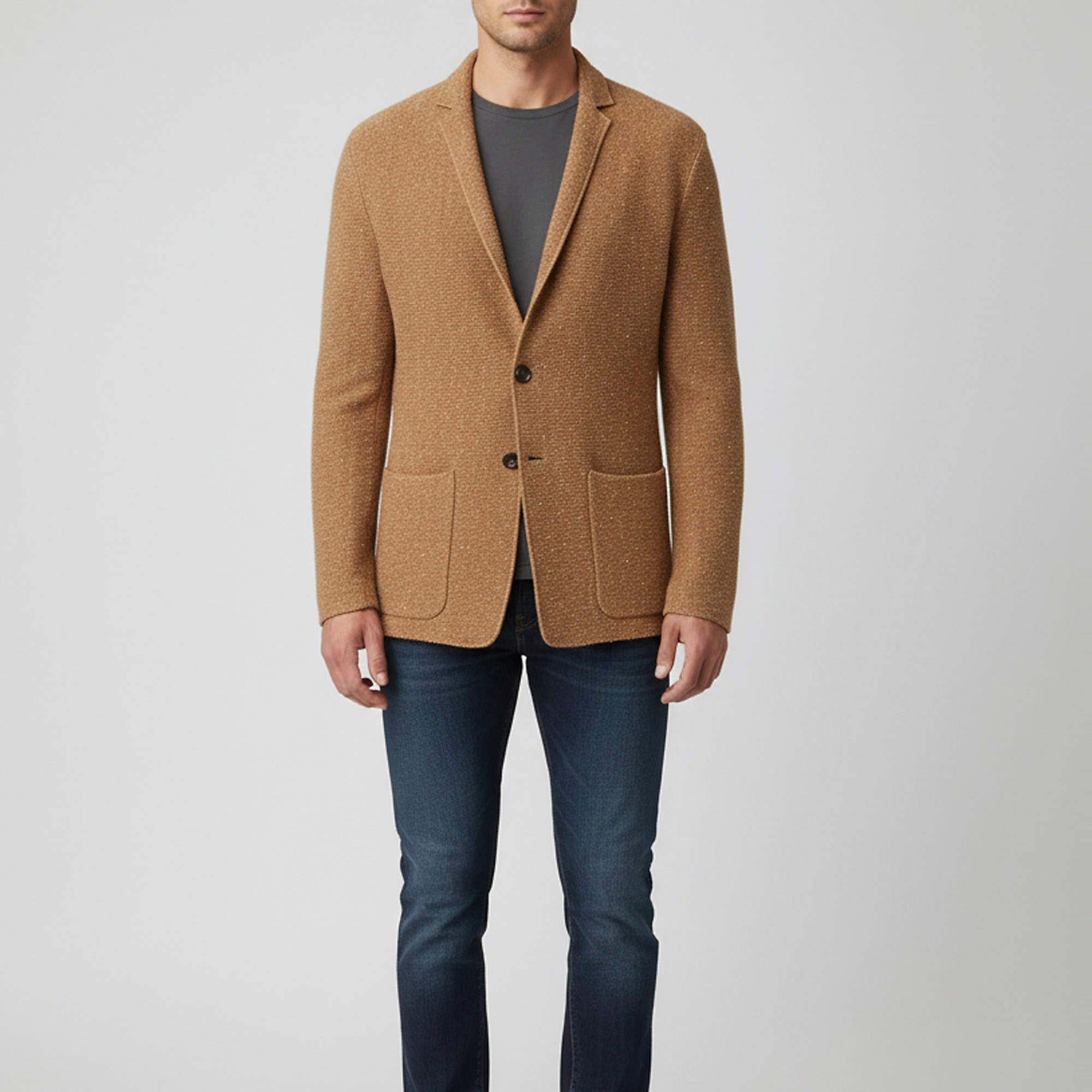 Pre Owned Loro Piana Brown Cashmere Knit Open Front Cernobbio Jacket L