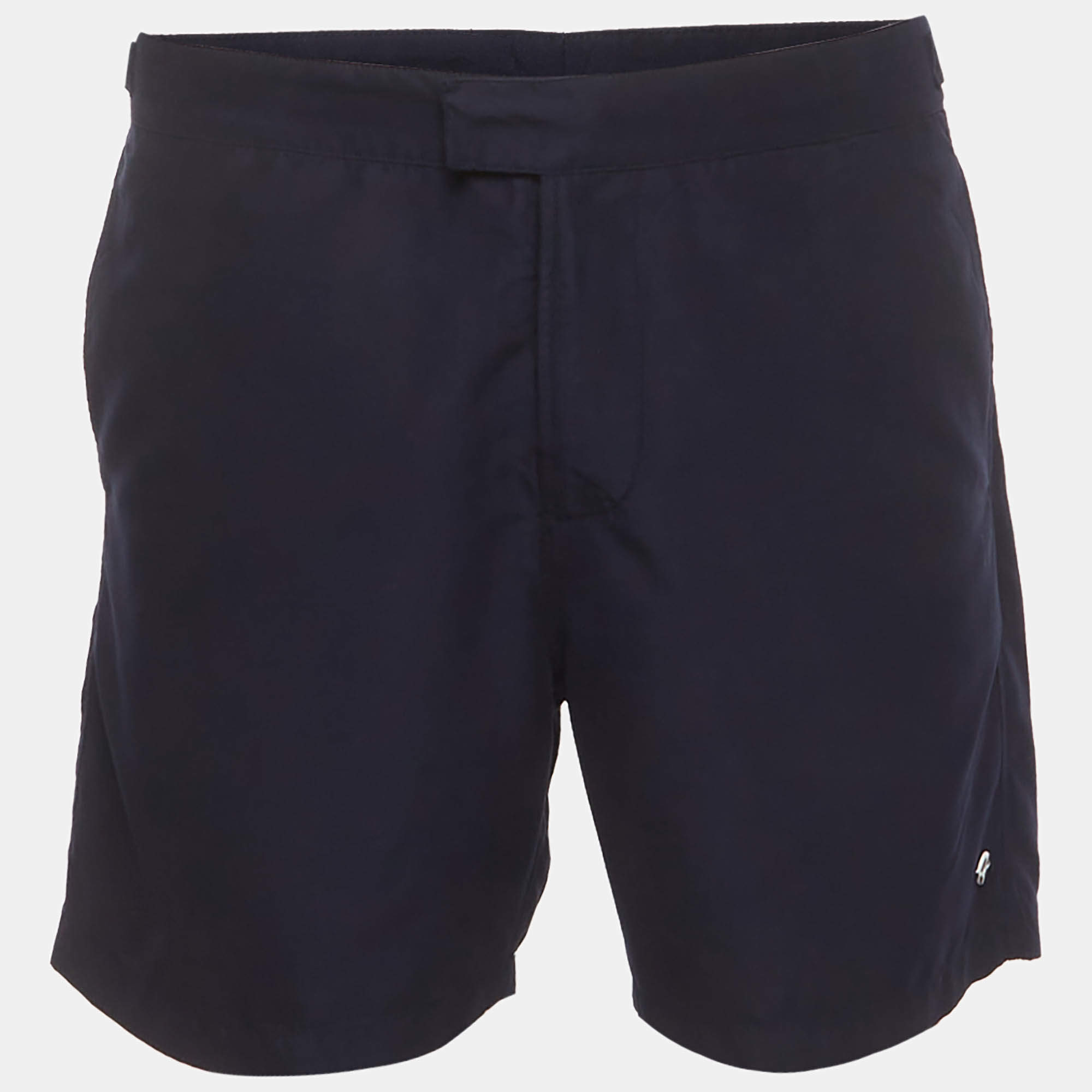 Pre Owned Loro Piana Navy Blue Synthetic Zip-Up Swim Shorts L