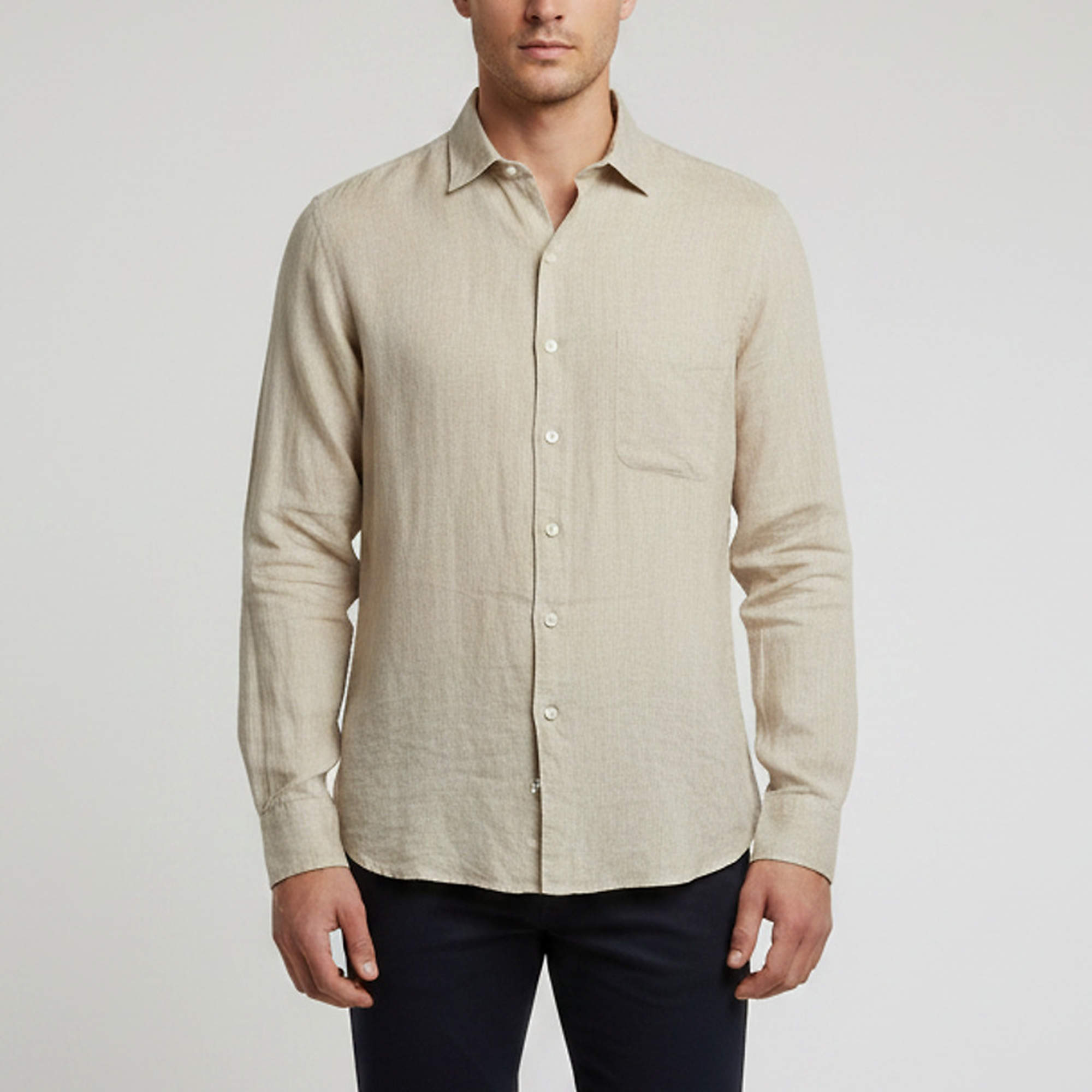 Pre Owned Loro Piana Beige Linen Button-Down André Shirt L