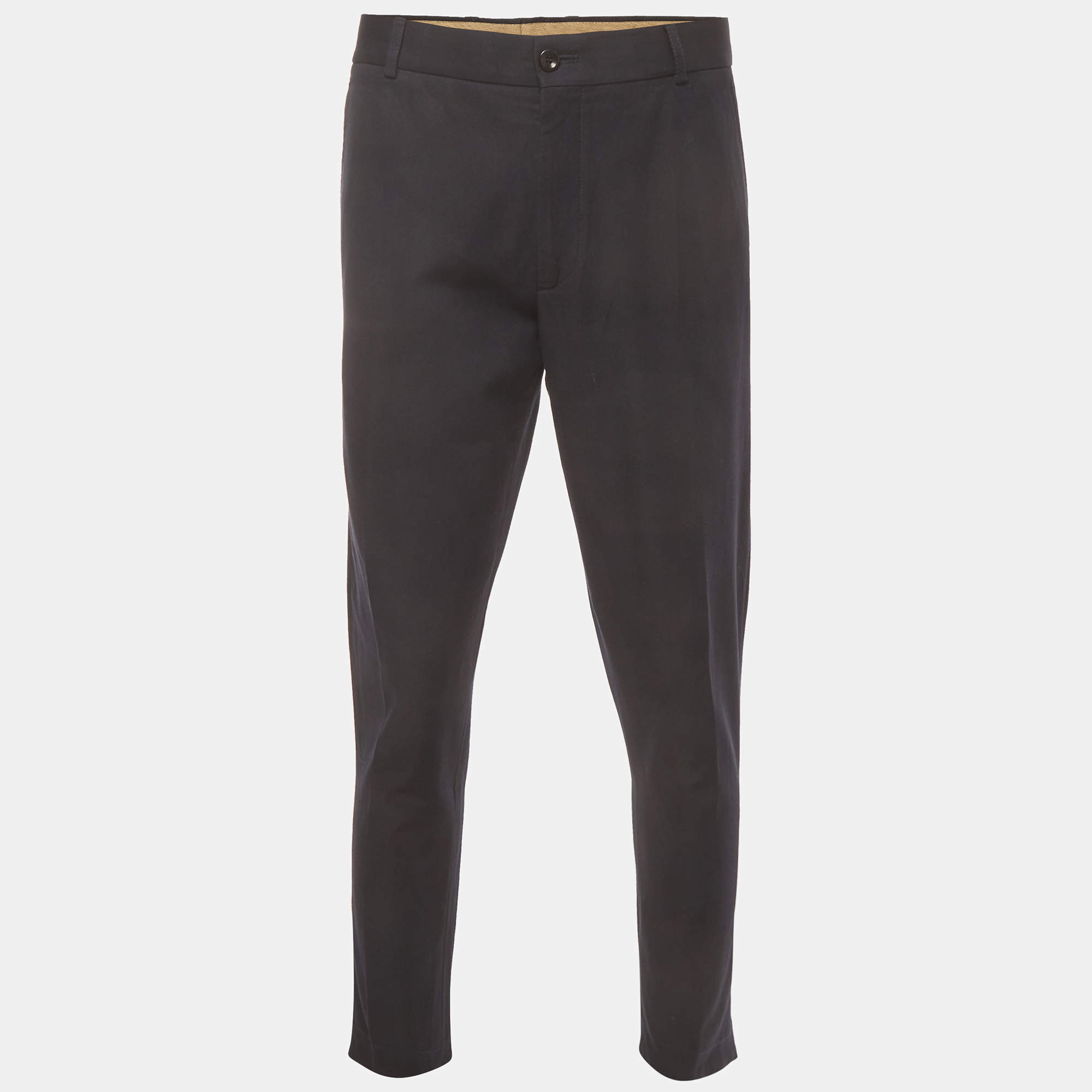 Pre Owned Loro Piana Navy Blue Gabardine Slim Fit Trousers XL